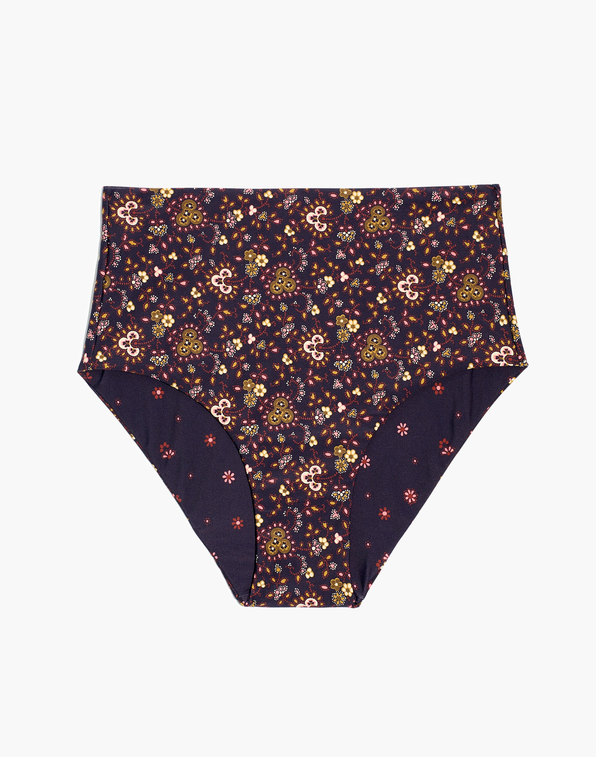 Madewell Second Wave Reversible Retro High-Waisted Bikini Bottom in Wildplains Floral