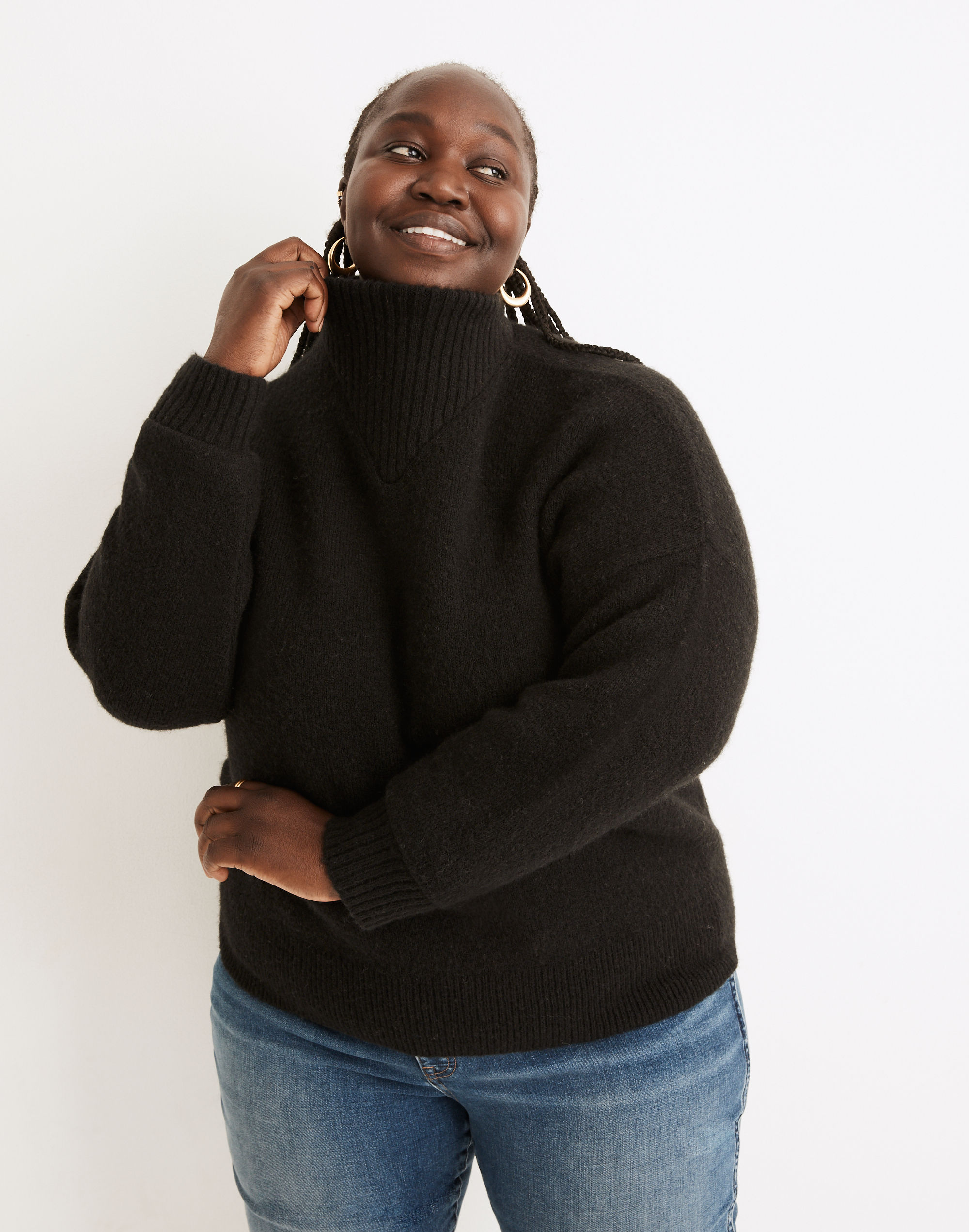 plus dillon mockneck pullover sweater
