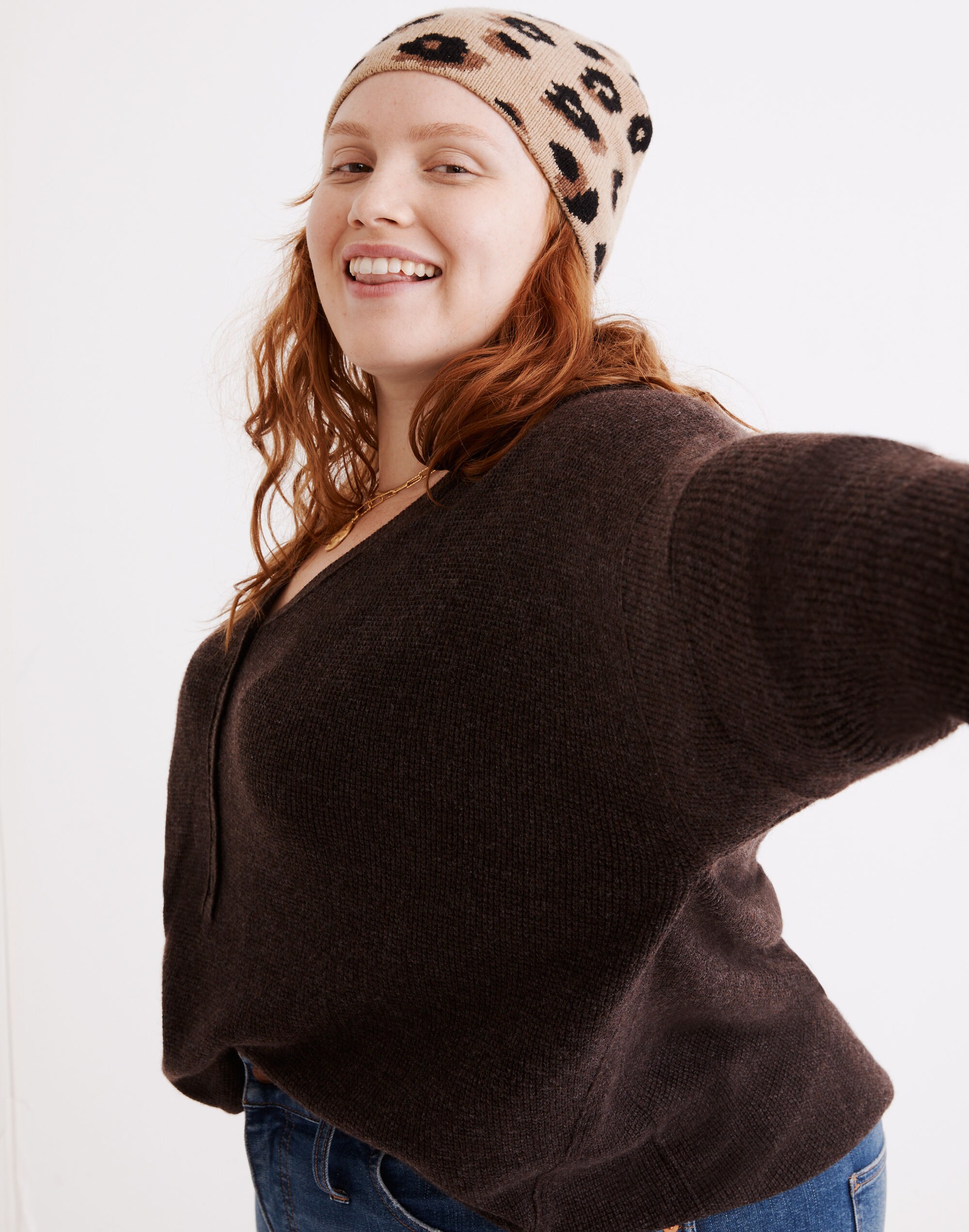 Plus Asherton Waffle Henley Sweater