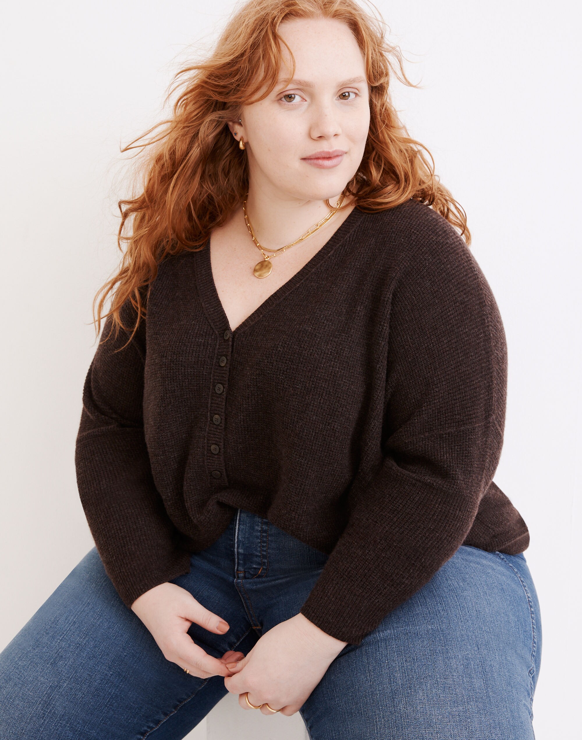 Plus Asherton Waffle Henley Sweater
