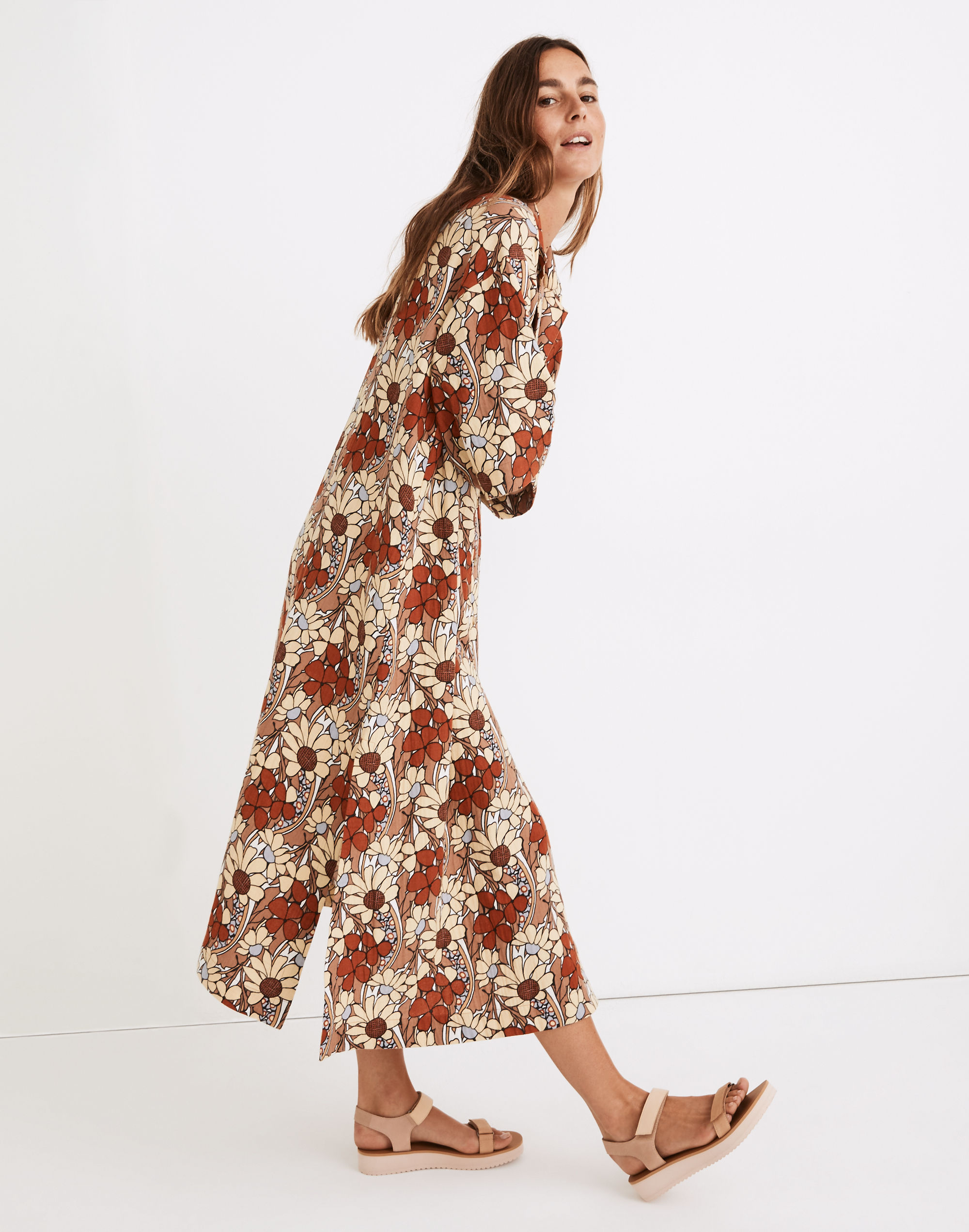Lightestspun Cover-Up Maxi Shirtdress in Daydream Floral
