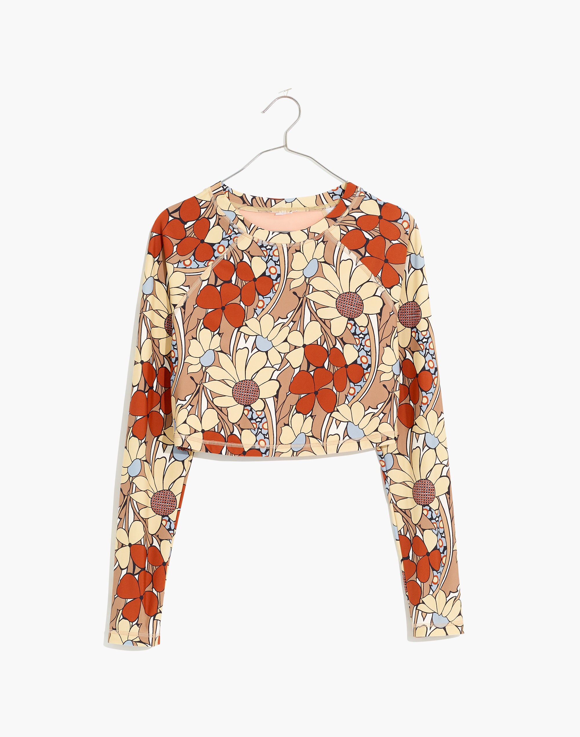 Madewell Second Wave Long-Sleeve Crop Rash Guard in Daydream Floral