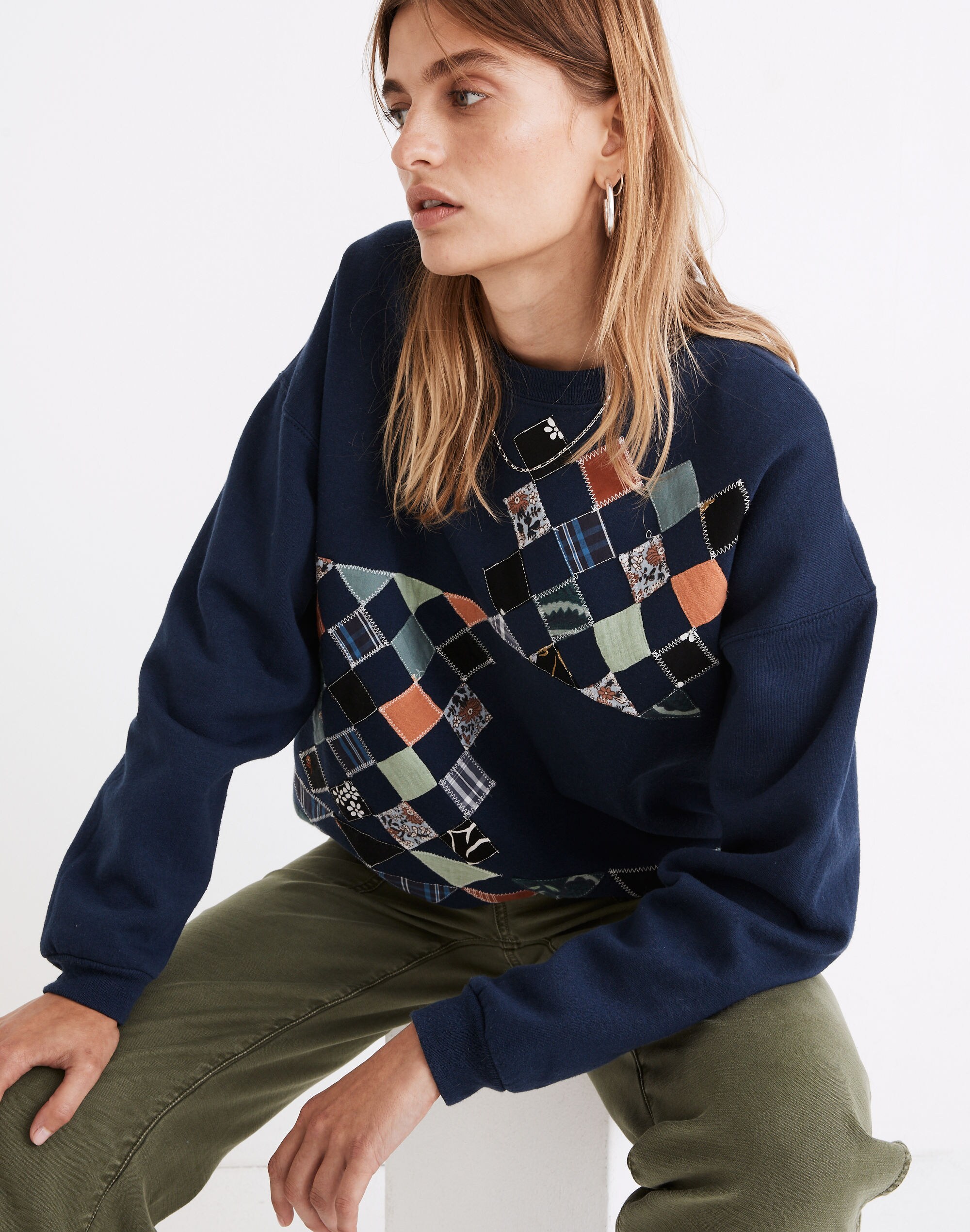 Madewell x The Falls Patchwork Sweatshirt in Navy