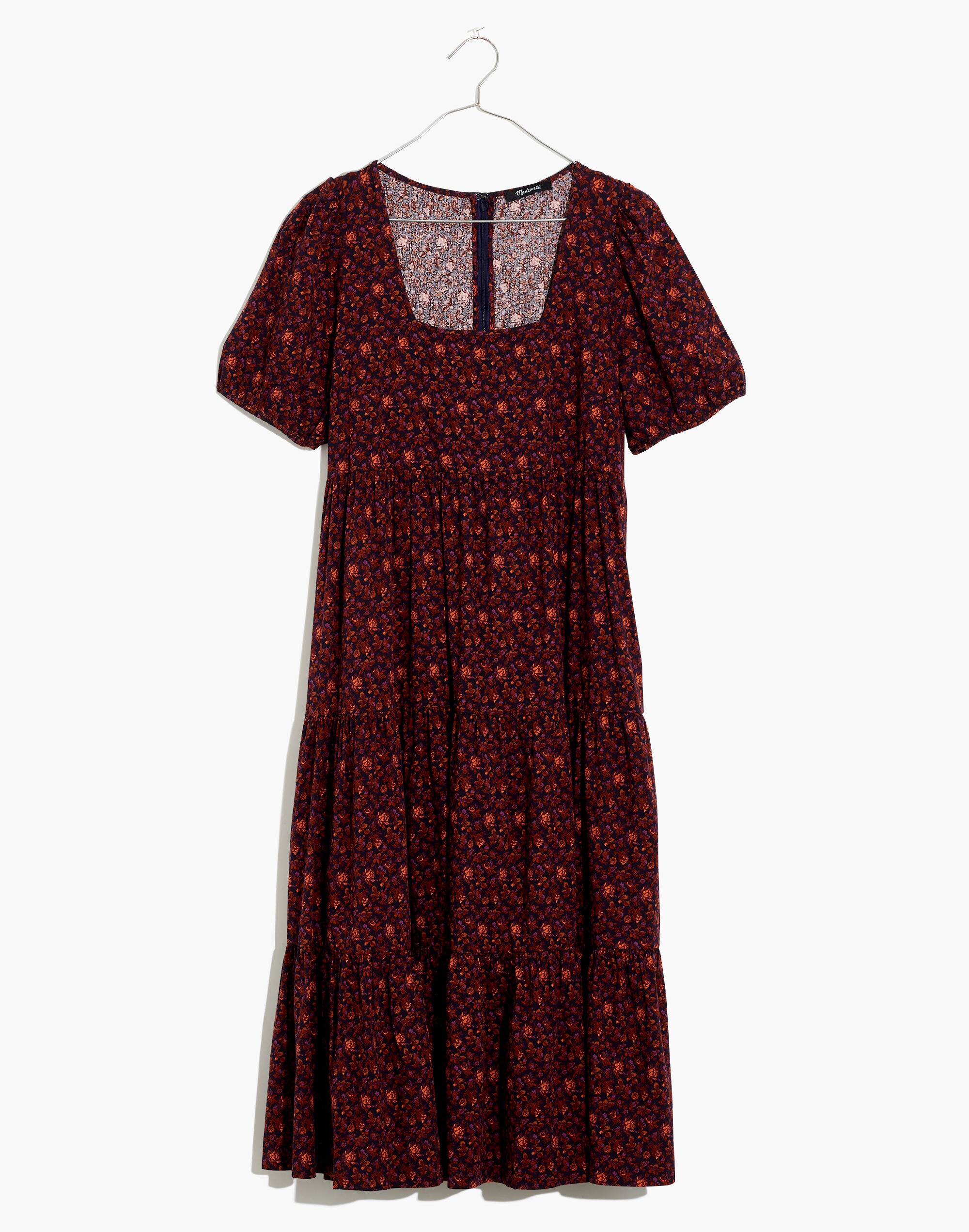 Plus Aidy Square-Neck Tiered Midi Dress in Orchard Floral