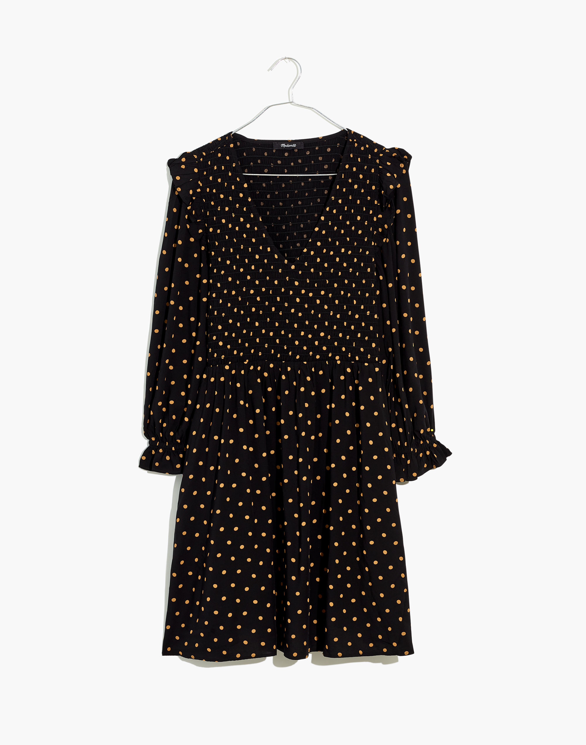 Plus Lucie V-Neck Smocked Mini Dress in Oval Dot
