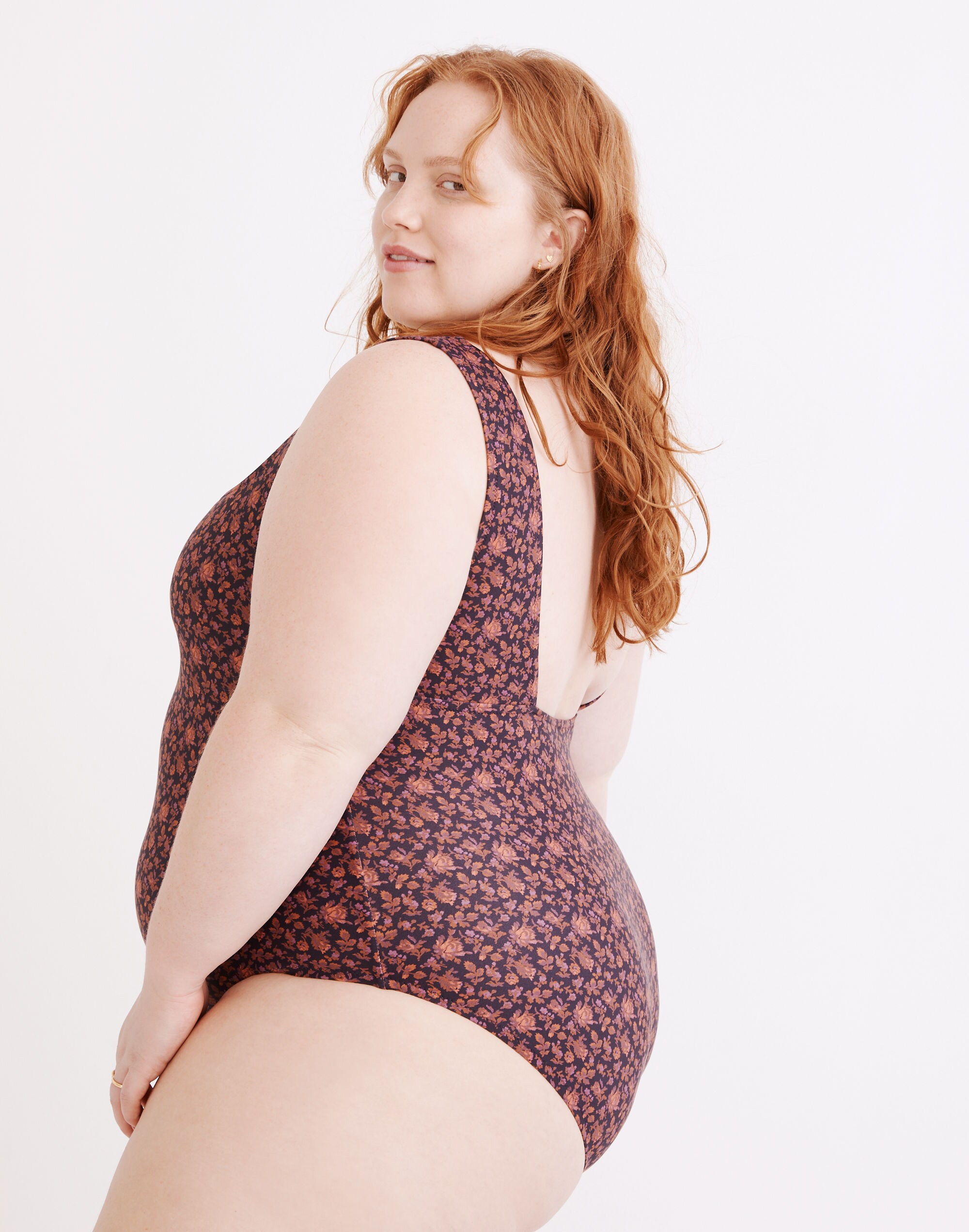 Plus Madewell Second Wave Square-Neck Tank One-Piece Swimsuit in Orchard Floral