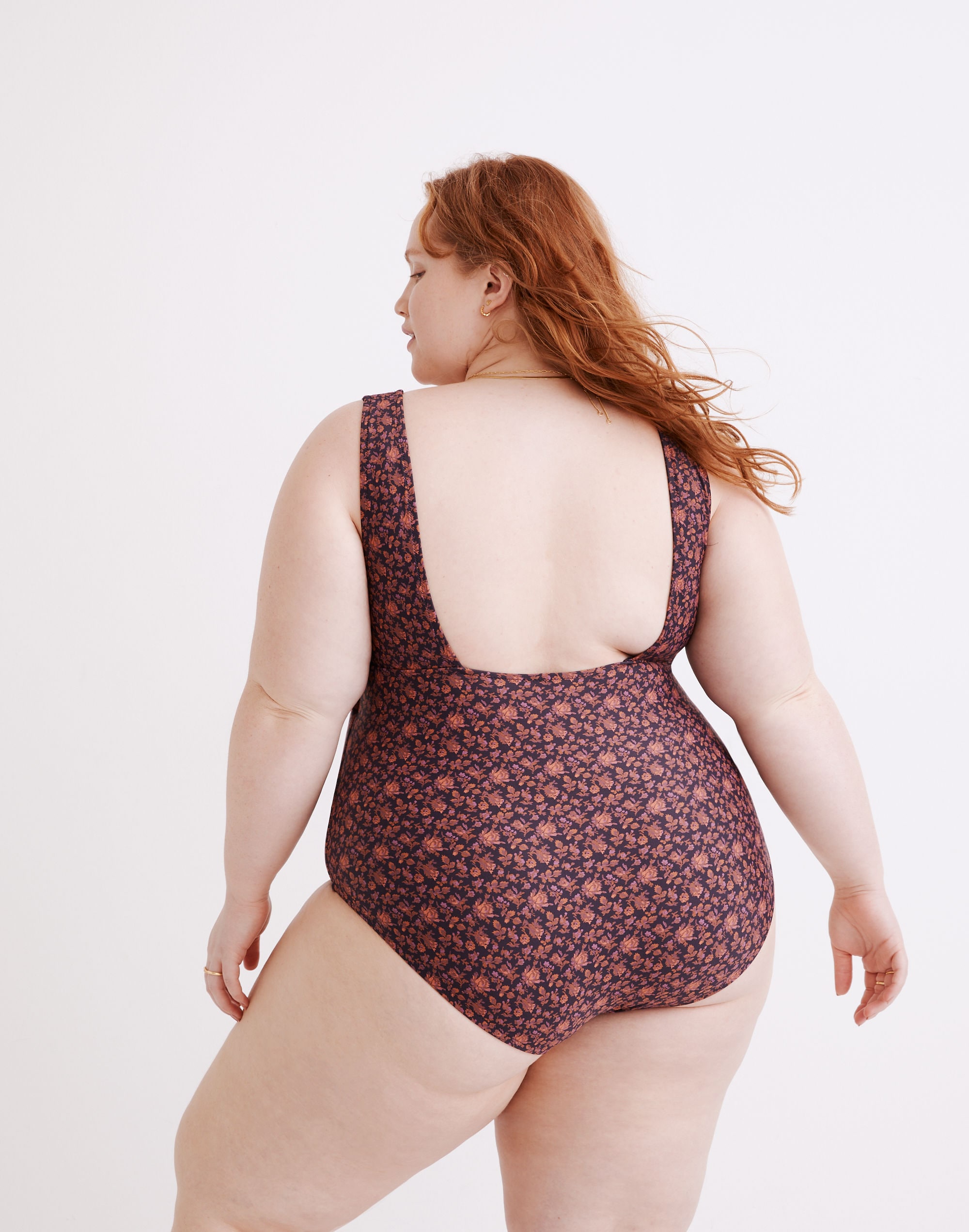 Plus Madewell Second Wave Square-Neck Tank One-Piece Swimsuit in Orchard Floral