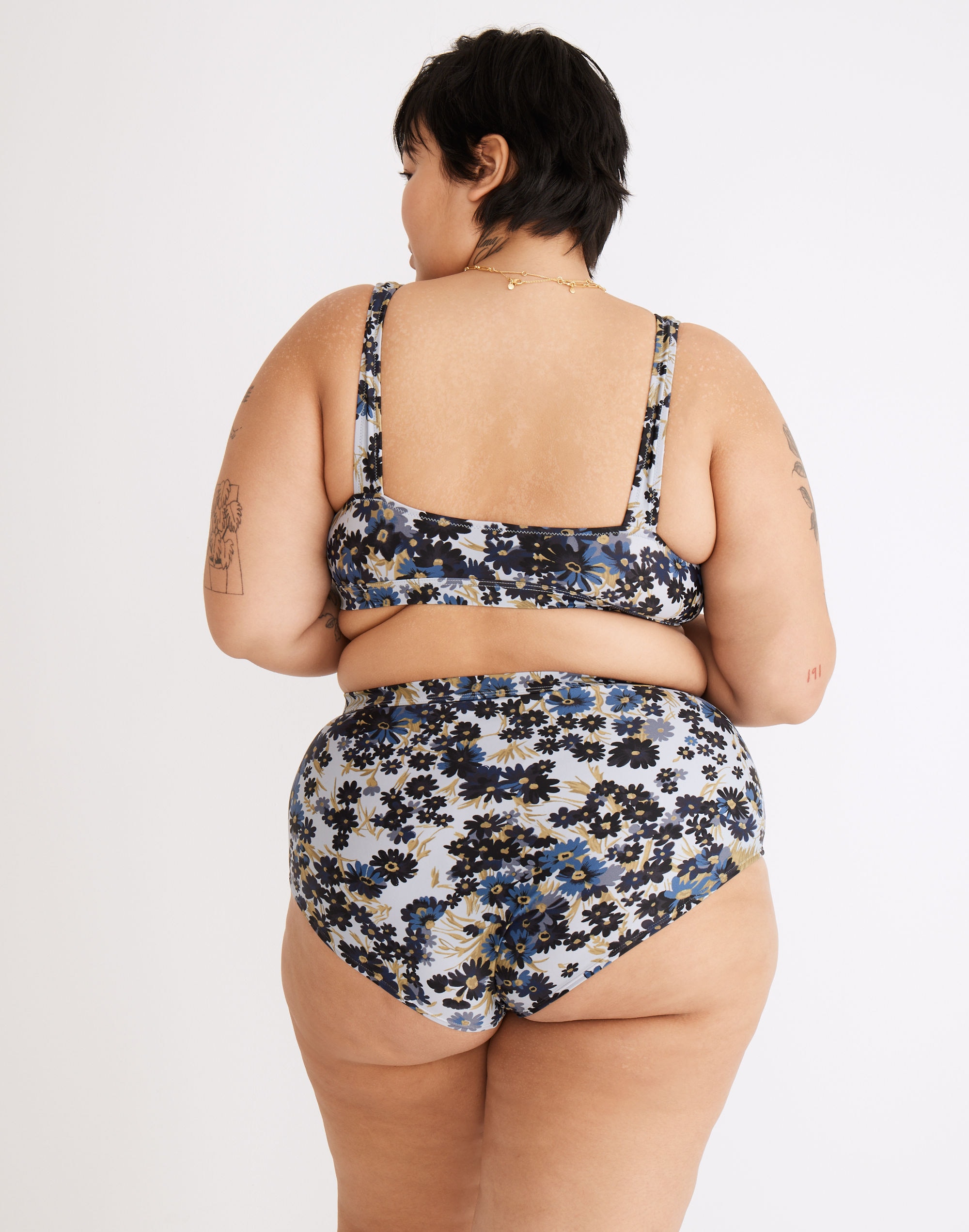Plus Madewell Second Wave Retro High-Waisted Bikini Bottom in Daisy Reverie