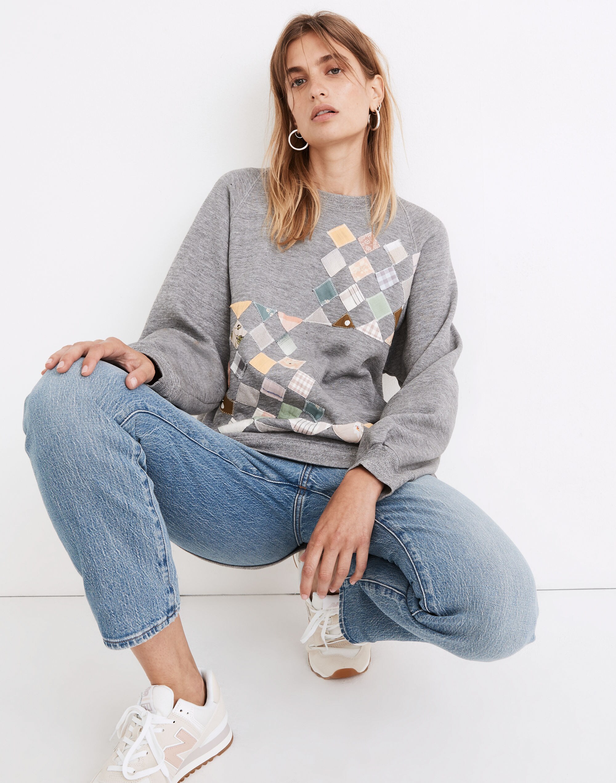 Madewell x The Falls Patchwork Sweatshirt in Grey