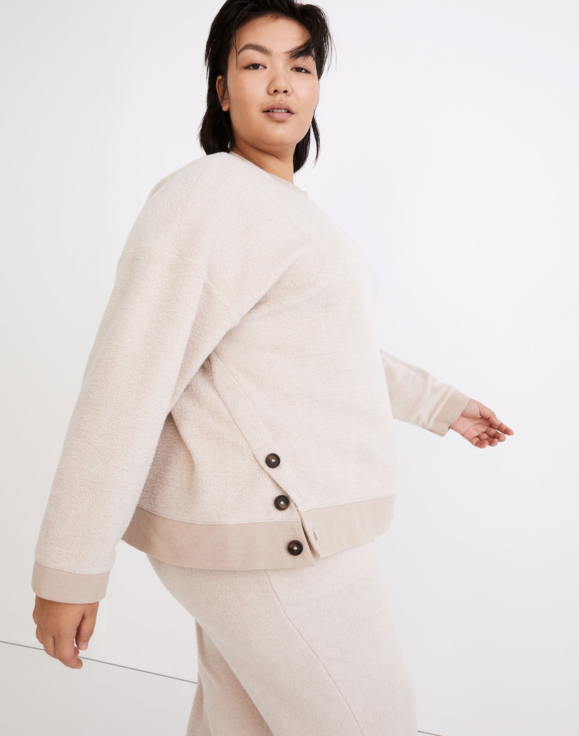 Plus (Re)sourced Brushed Side-Button Relaxed Sweatshirt