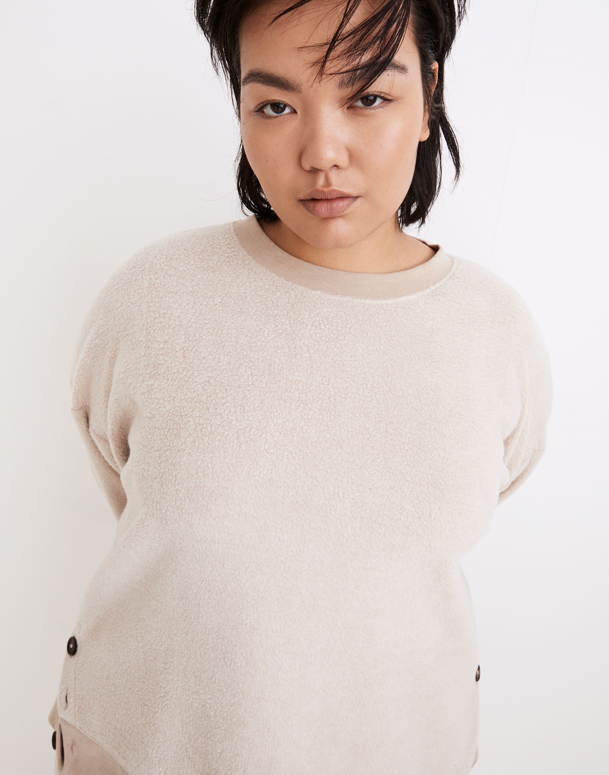Plus (Re)sourced Brushed Side-Button Relaxed Sweatshirt