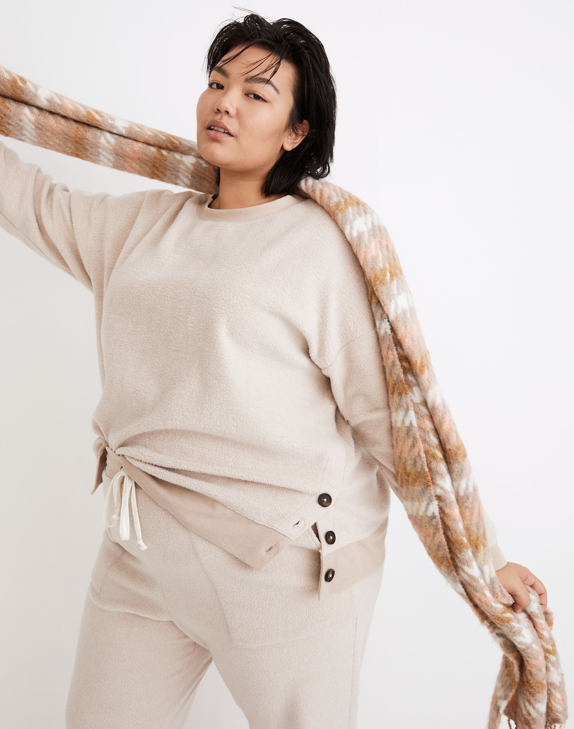 Plus (Re)sourced Brushed Side-Button Relaxed Sweatshirt