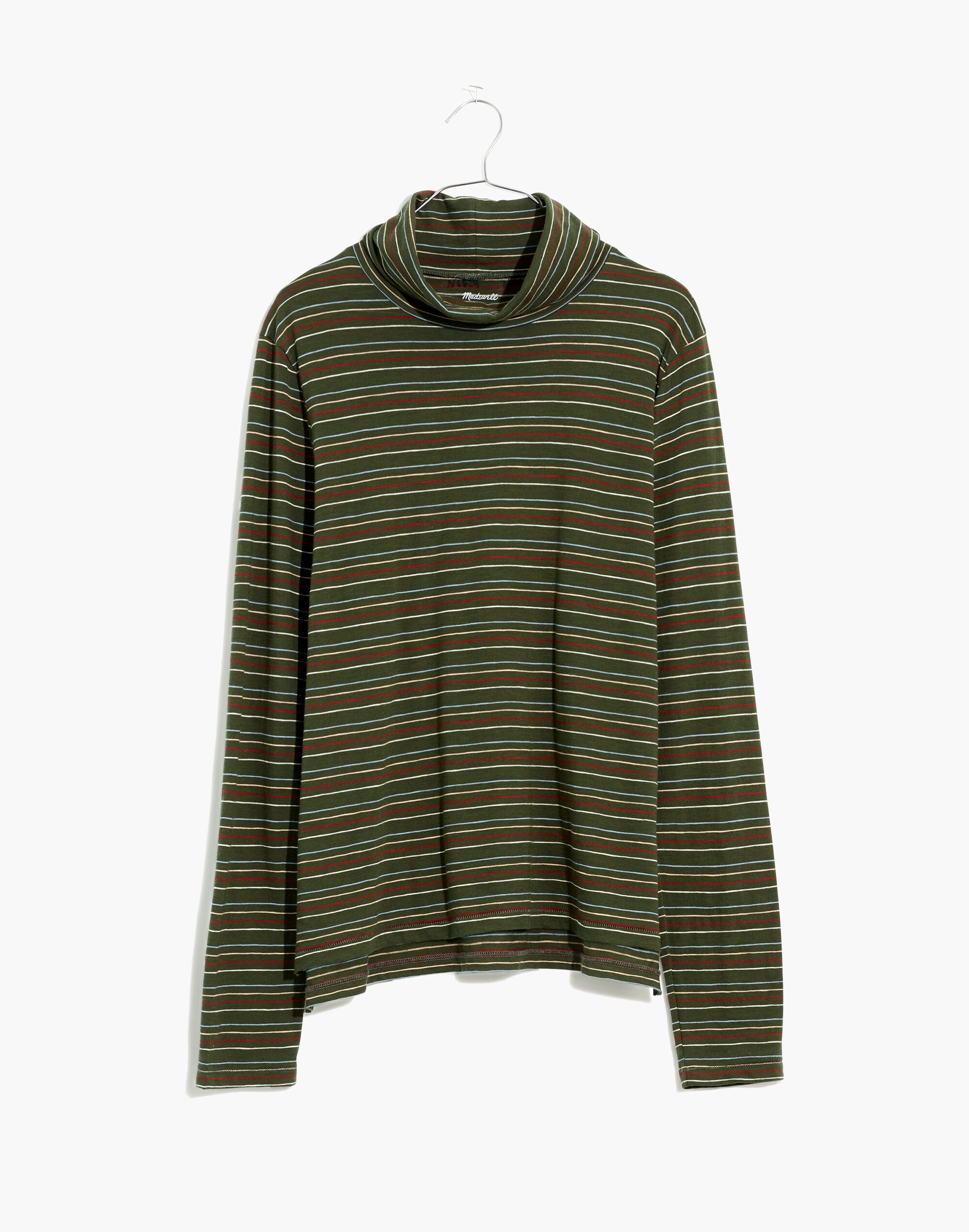 Plus Whisper Cotton Turtleneck in Ivorton Stripe
