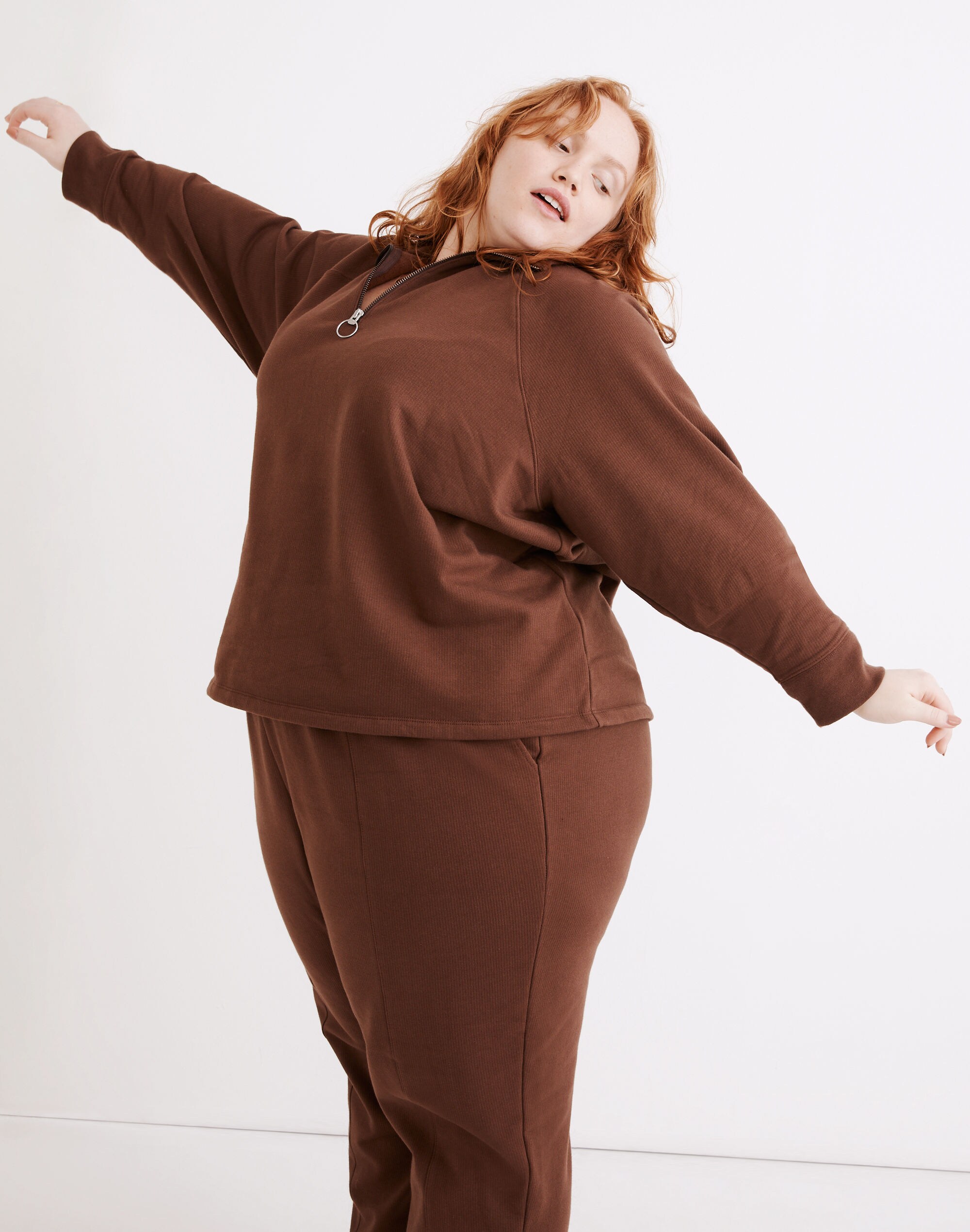 Plus MWL Ribbed Half-Zip Raglan Sweatshirt