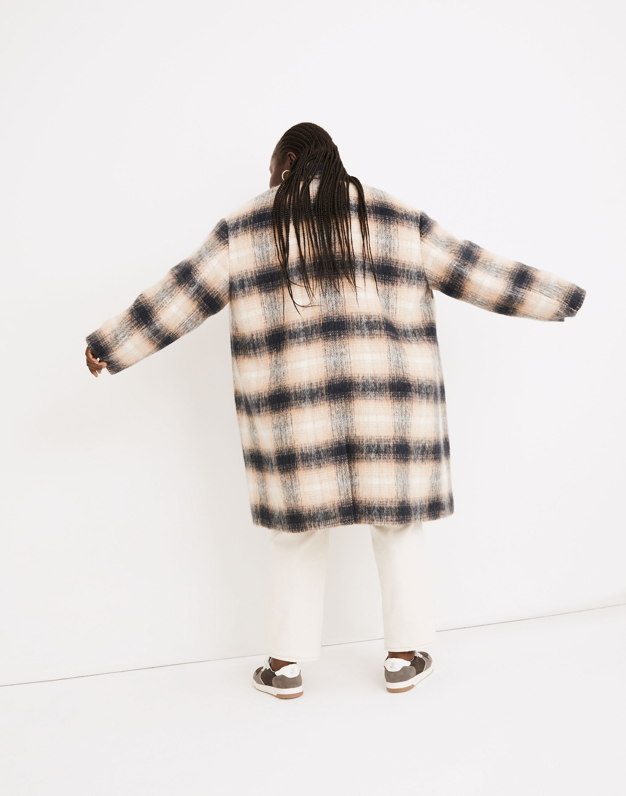 Plus Courton Cocoon Coat in Plaid