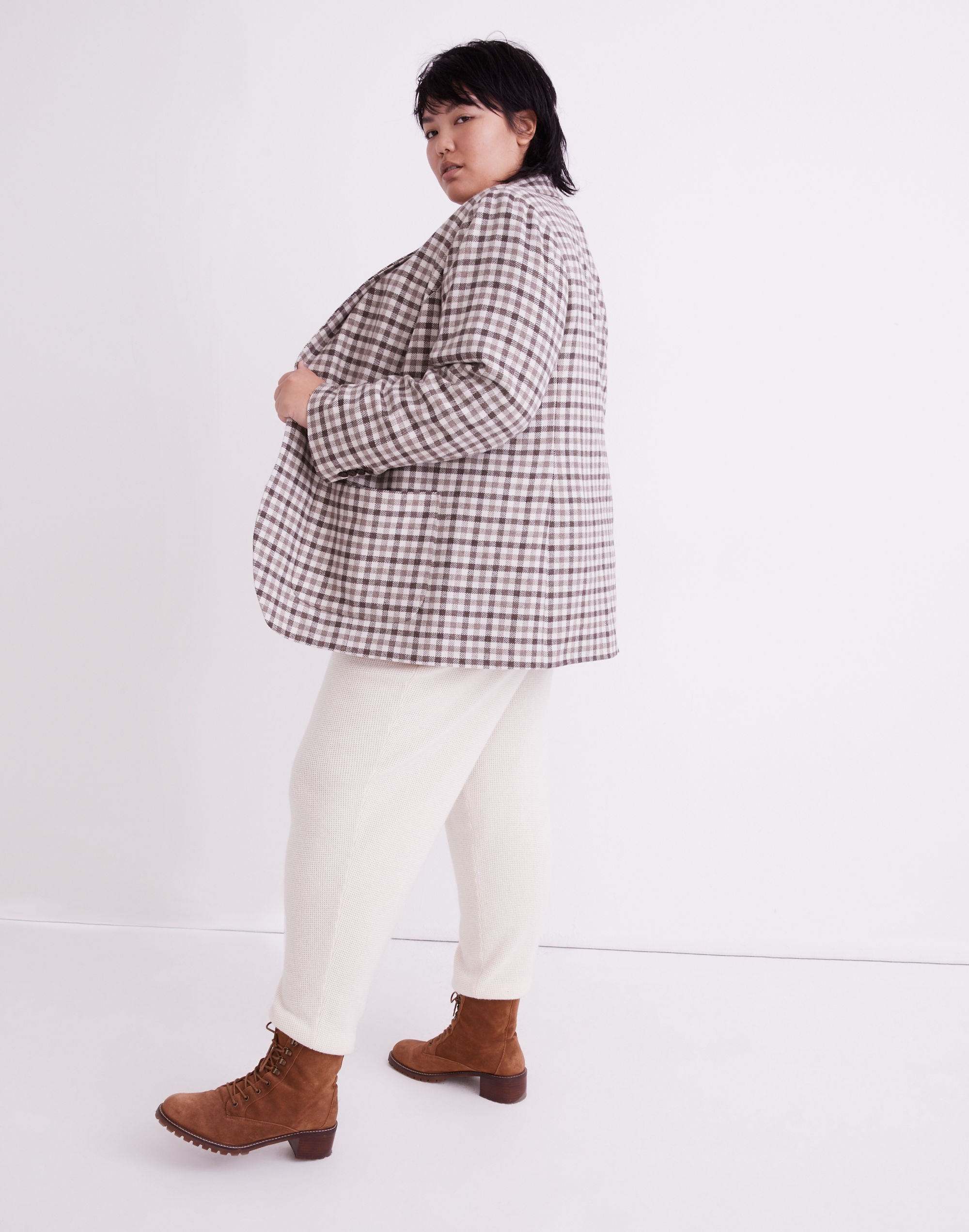 Plus Larsen Blazer in Undyed Check