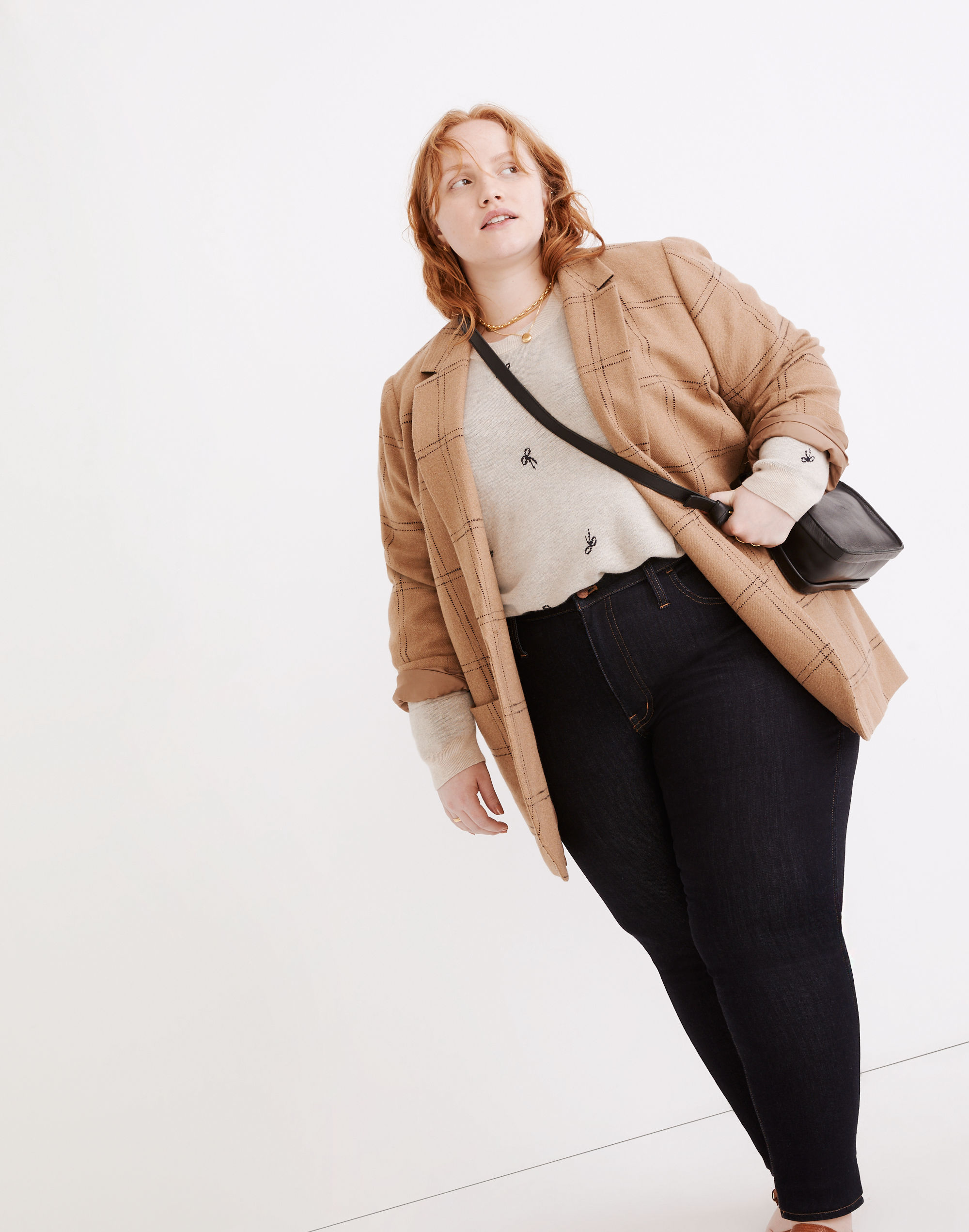 plus larsen blazer in windowpane
