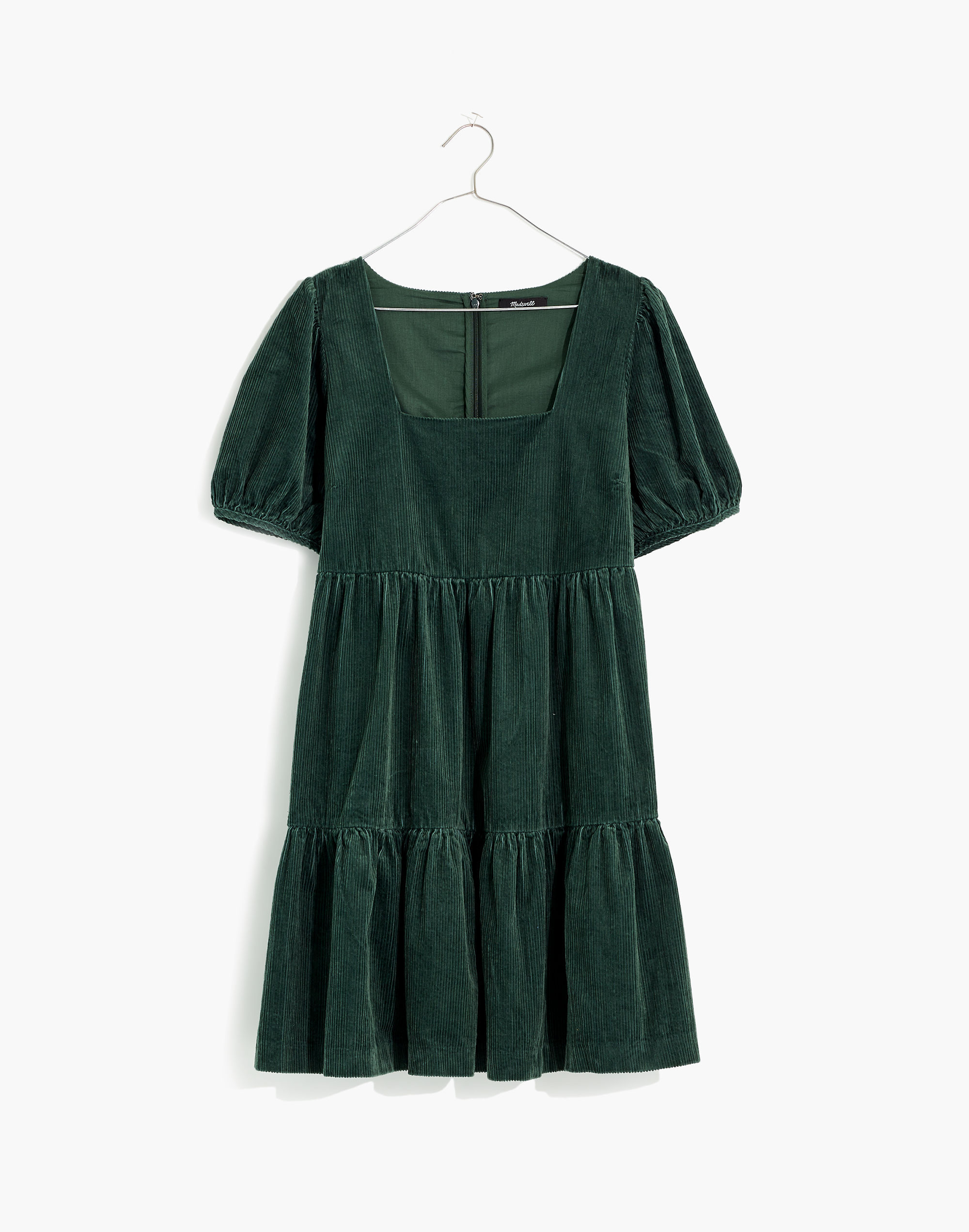 Plus Corduroy Aidy Square-Neck Tiered Mini Dress