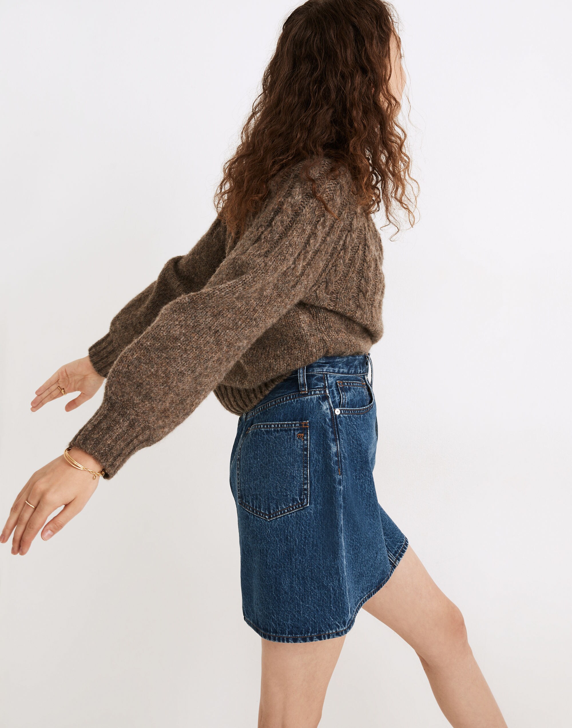 Rigid Denim High-Waist Straight Mini Skirt in Delevan Wash