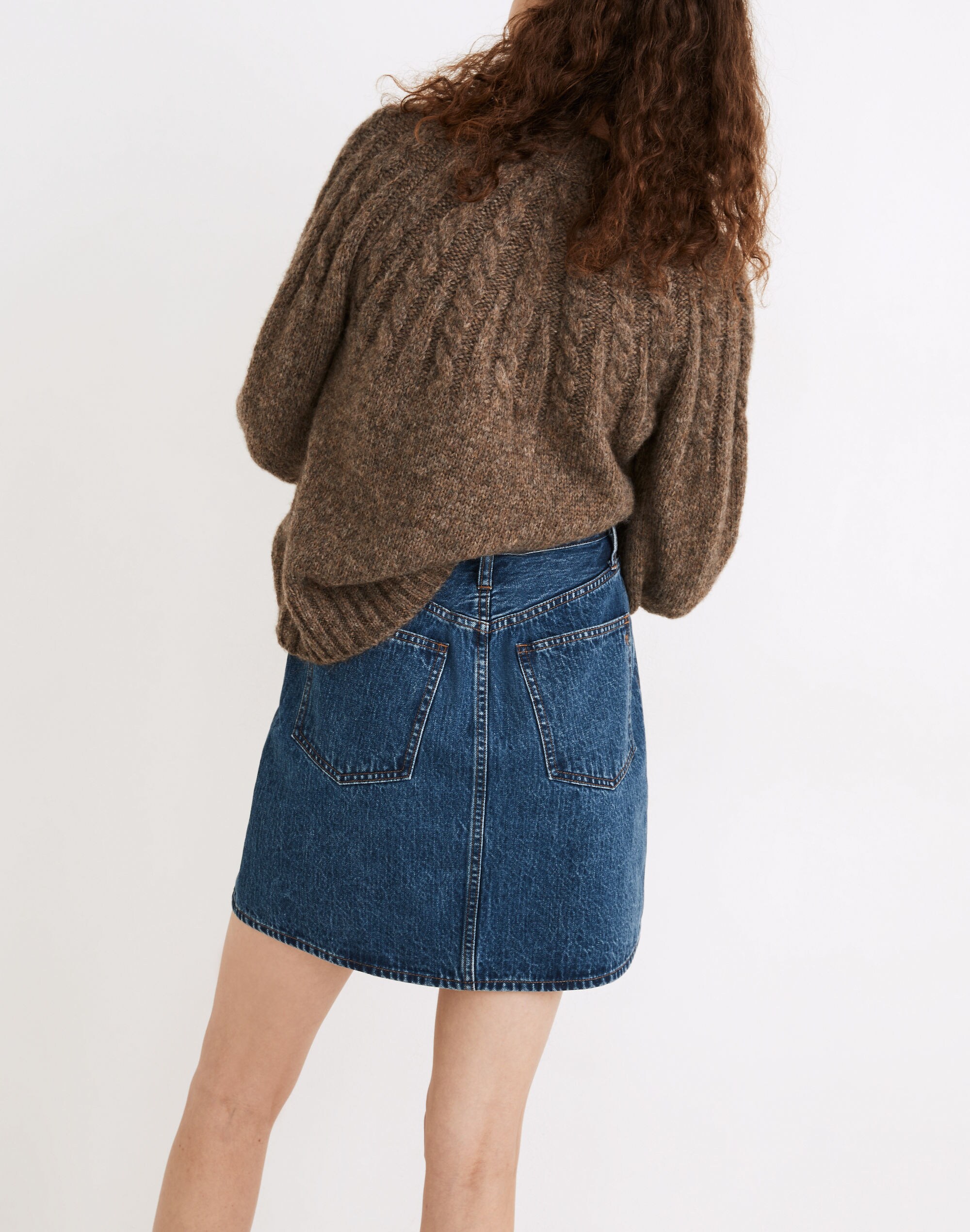 Rigid Denim High-Waist Straight Mini Skirt in Delevan Wash