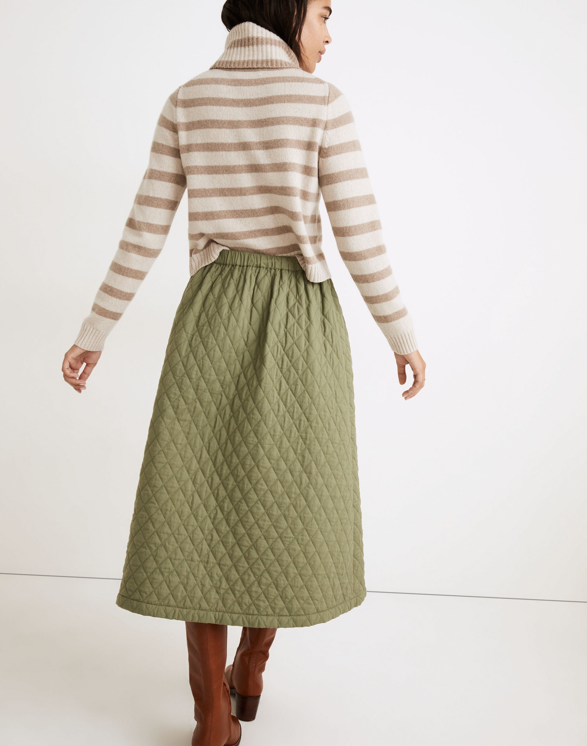 Quilted A-Line Midi Skirt