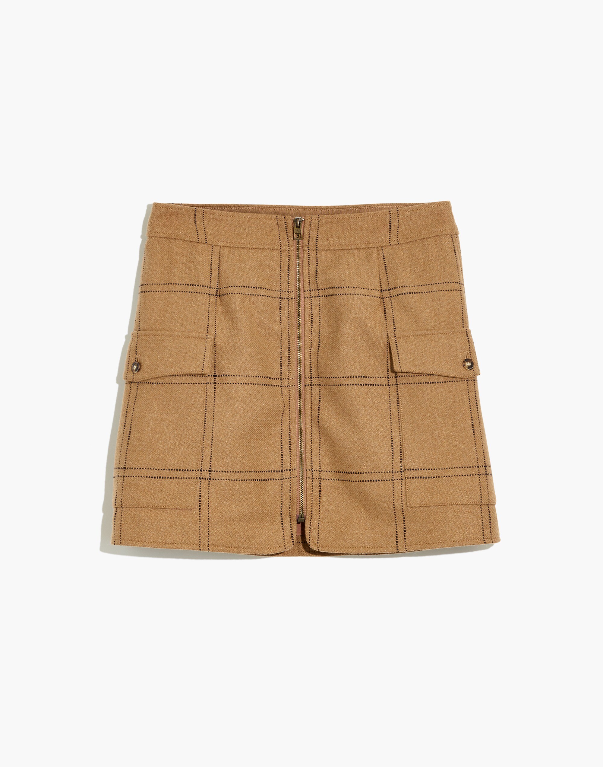 (Re)sourced Zip-Front Mini Skirt in Windowpane