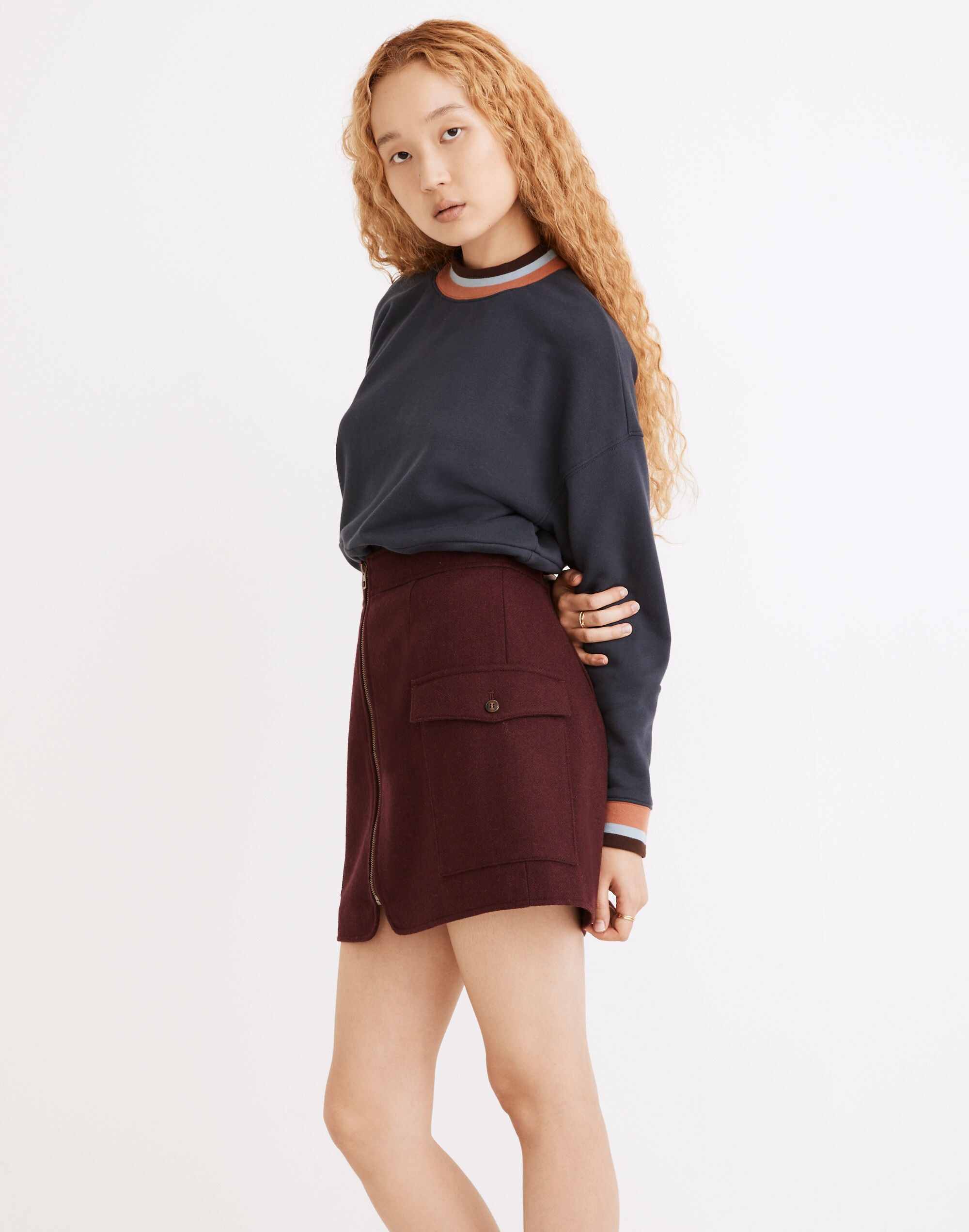 (Re)sourced Zip-Front Mini Skirt