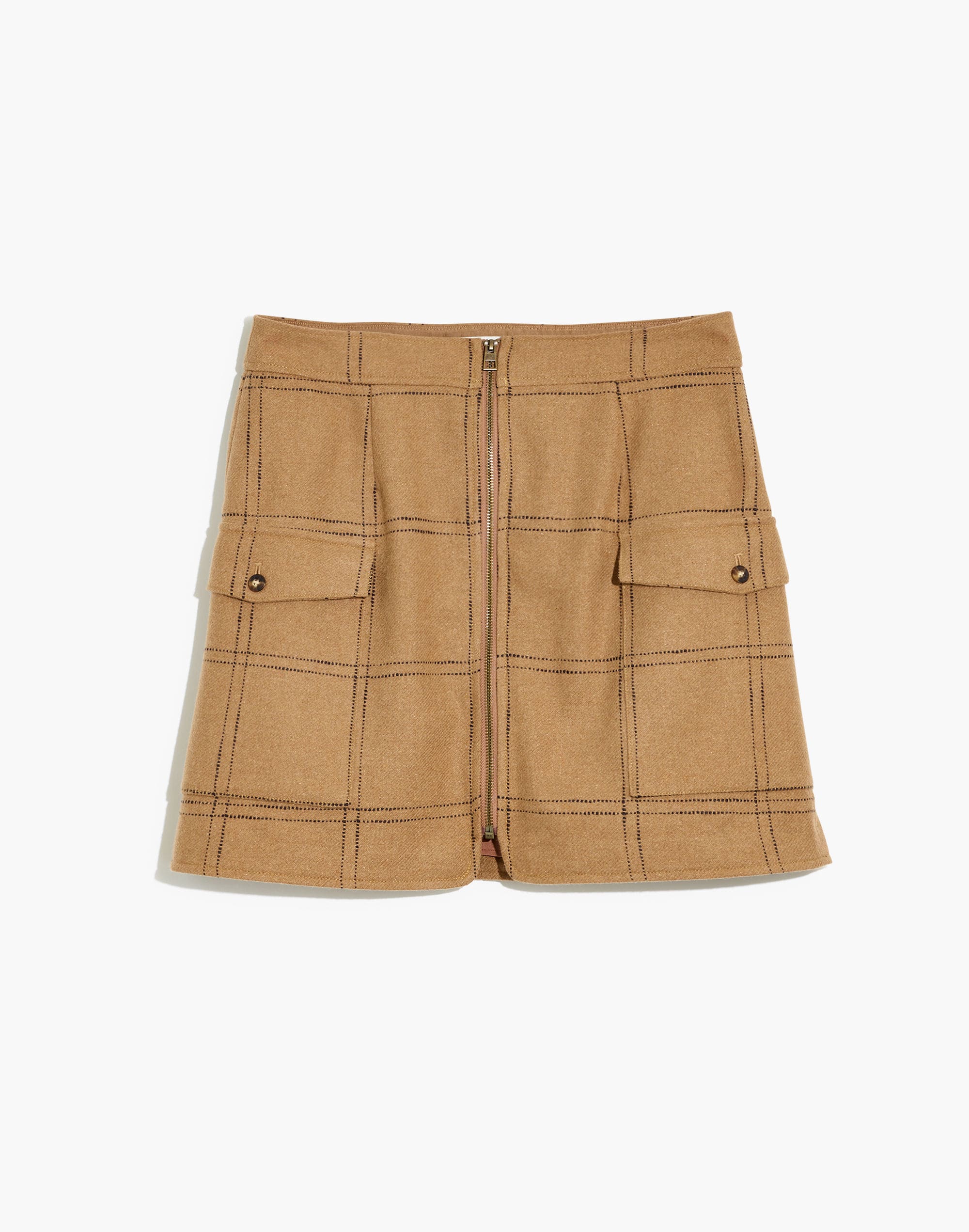 Curvy (Re)sourced Zip-Front Mini Skirt in Windowpane