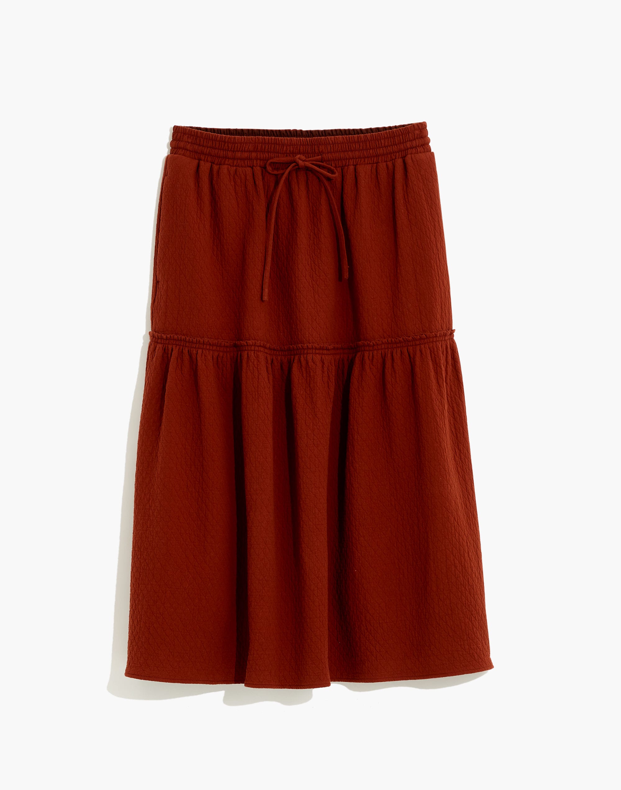 Diamond Jacquard Drawstring Midi Skirt