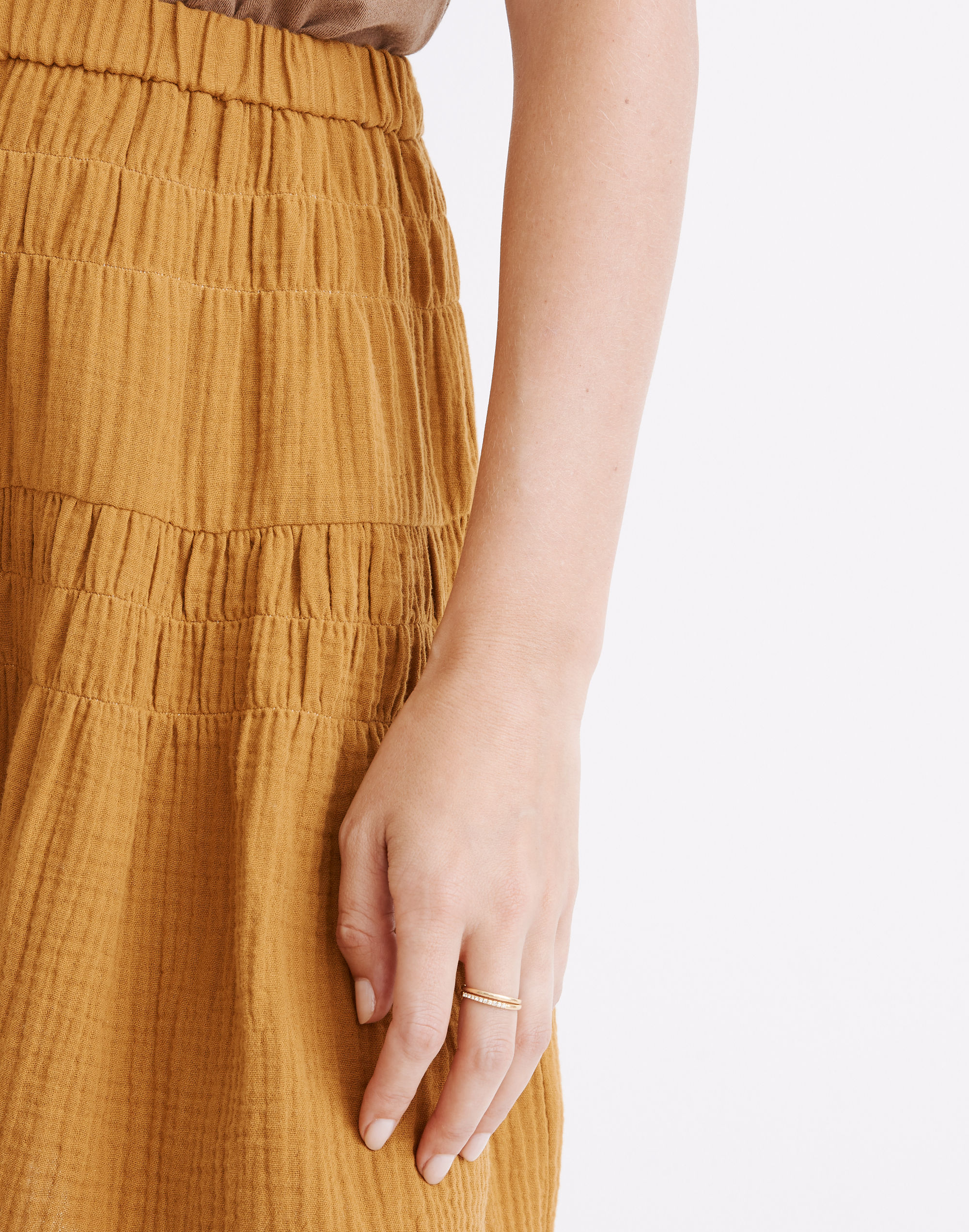 Double-Gauze Smocked Mini Skirt