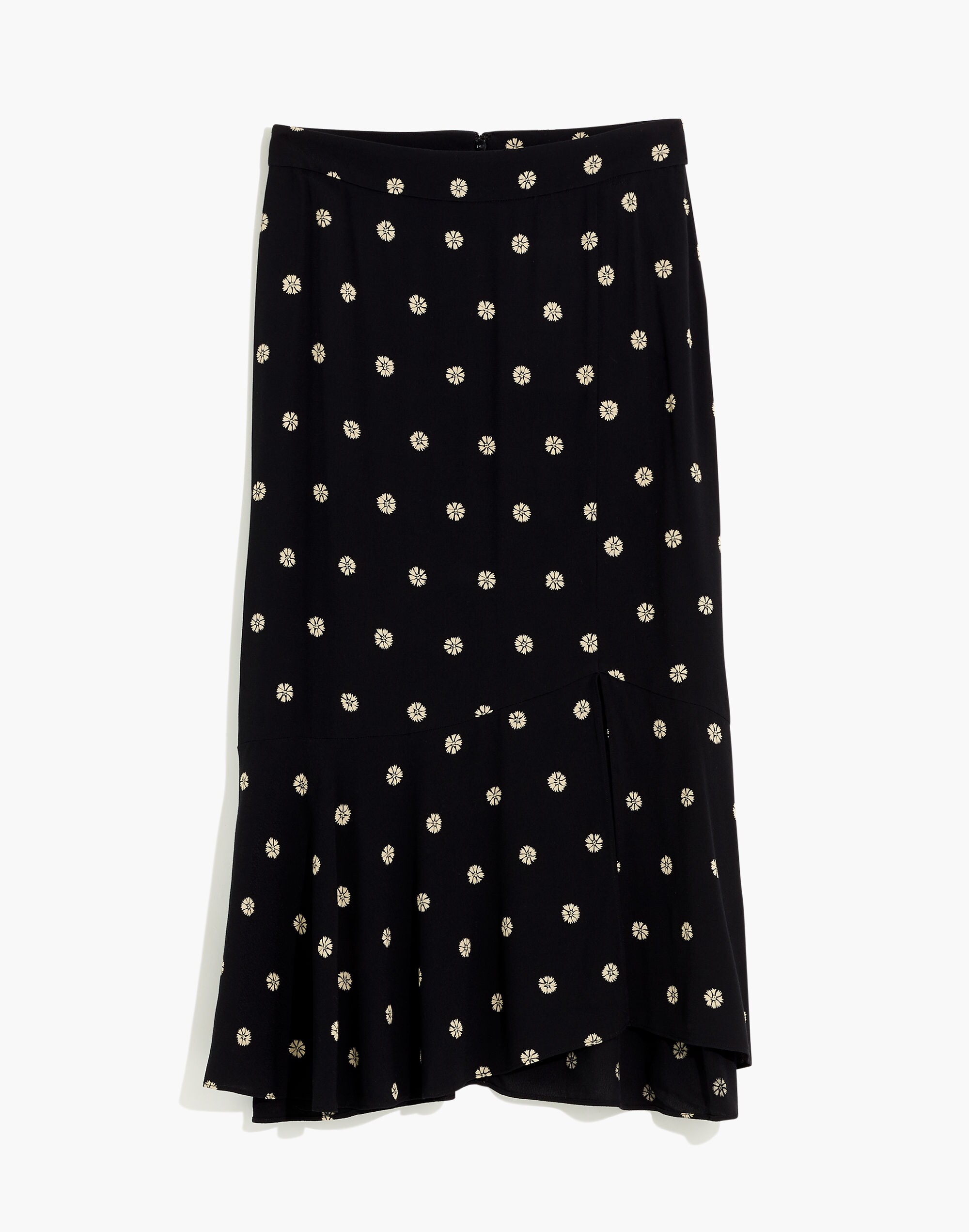 Flounce-Hem Midi Skirt in Bloom Dot