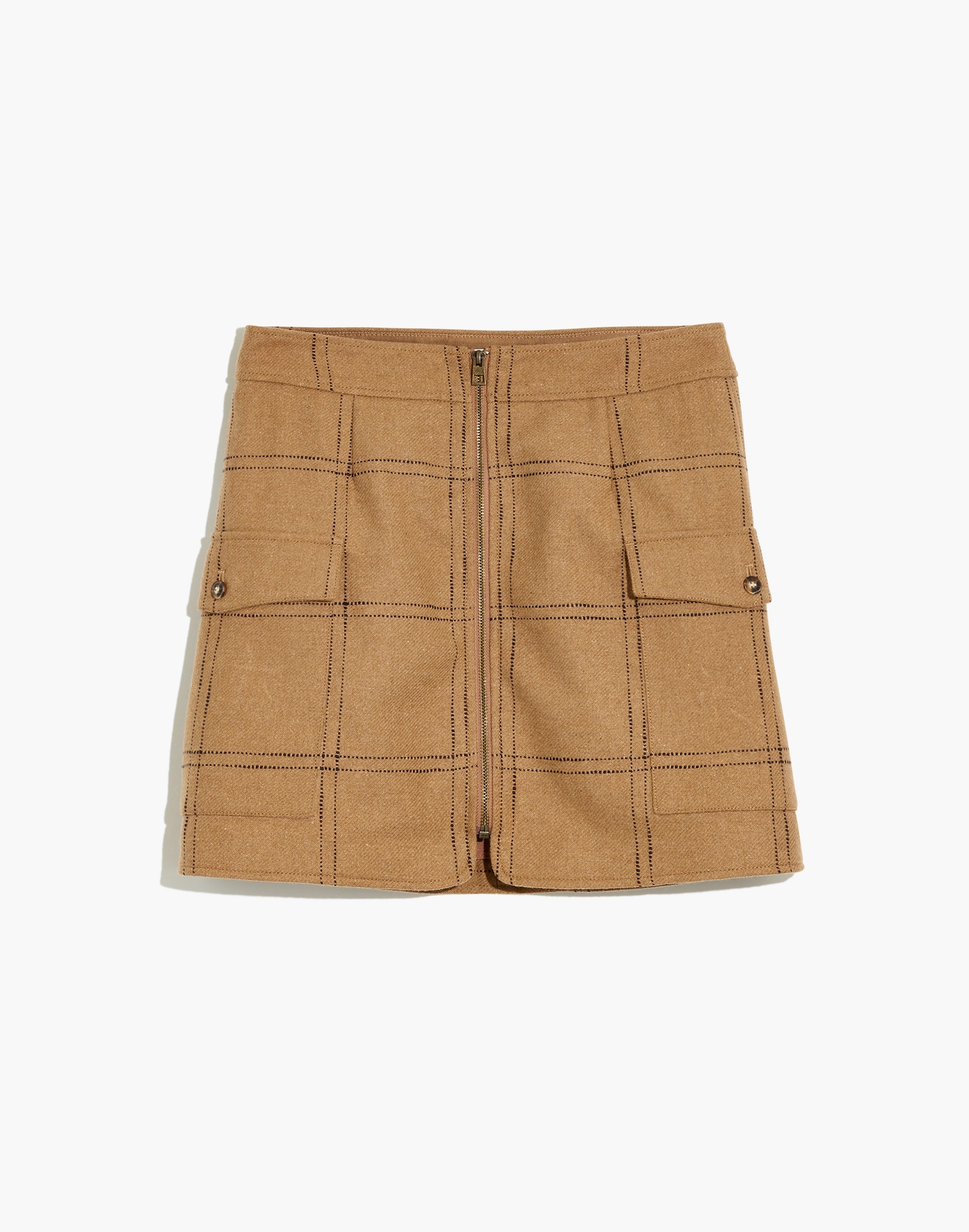 Plus (Re)sourced Zip-Front Mini Skirt in Windowpane
