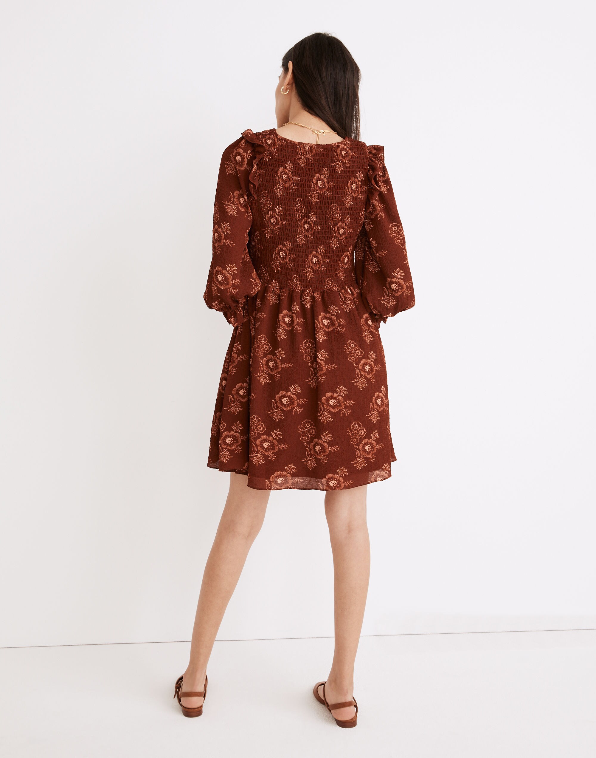 Lucie V-Neck Smocked Mini Dress in Letterpress Floral