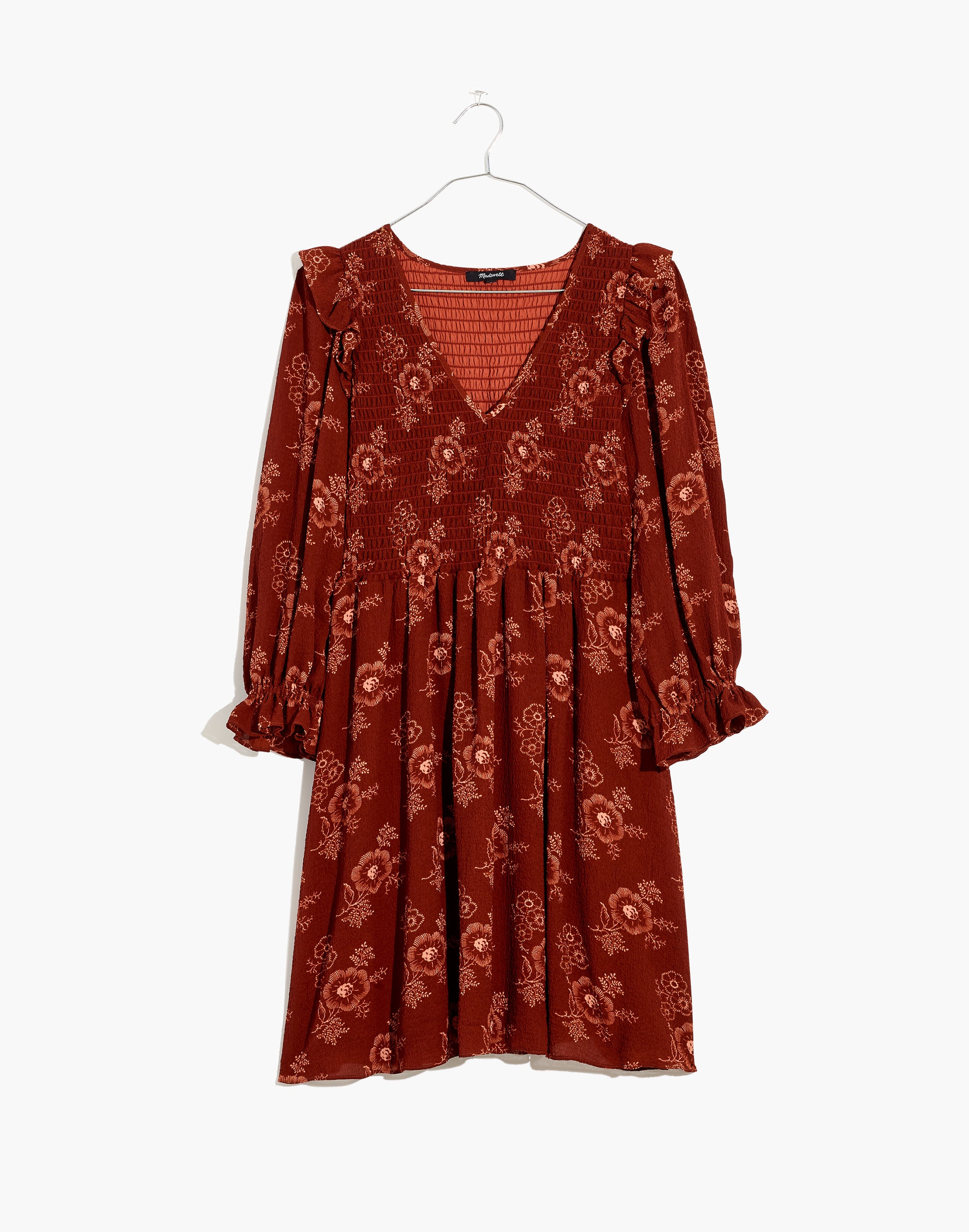 Lucie V-Neck Smocked Mini Dress in Letterpress Floral