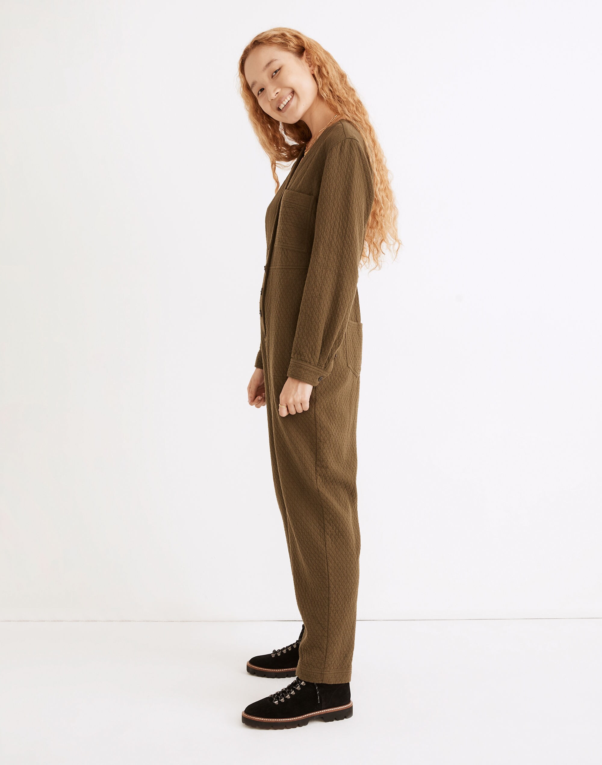 Diamond Jacquard Coverall Jumpsuit