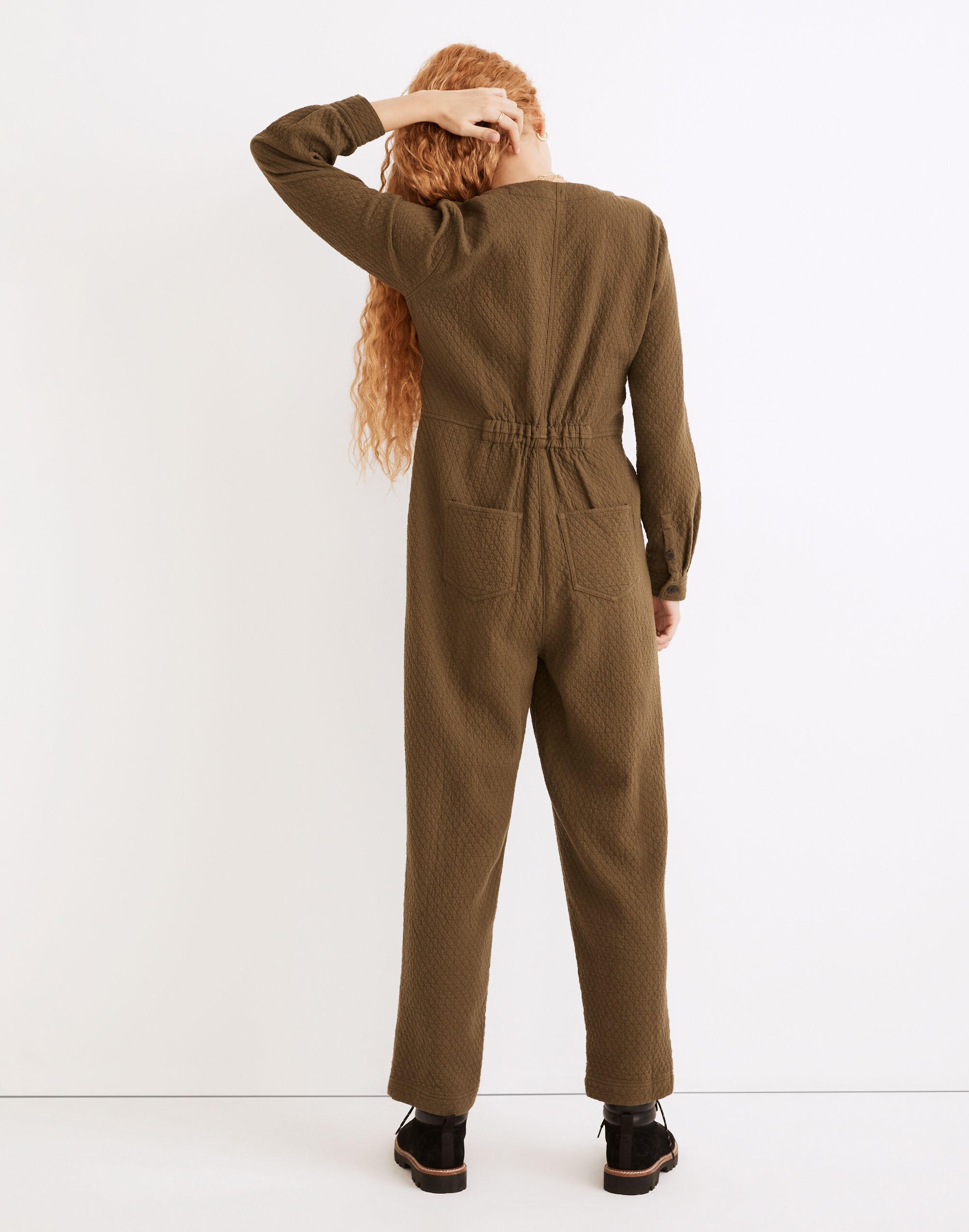 Diamond Jacquard Coverall Jumpsuit