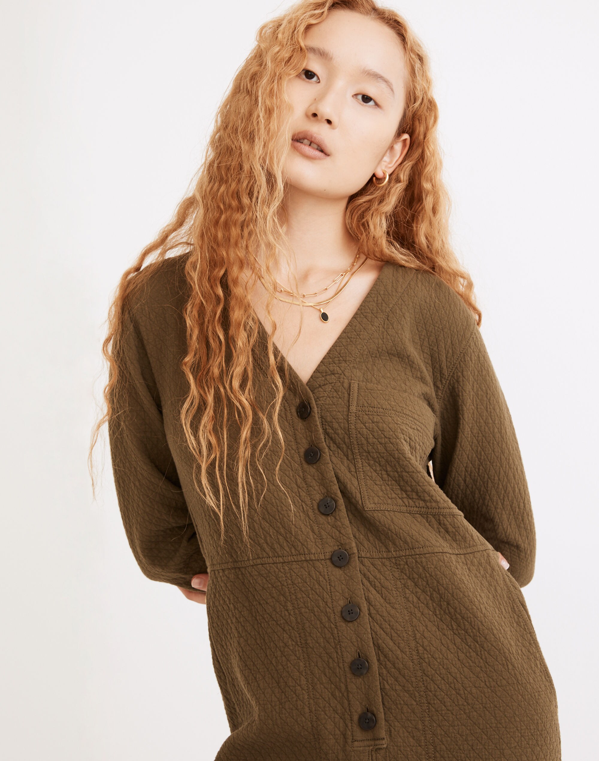 Diamond Jacquard Coverall Jumpsuit