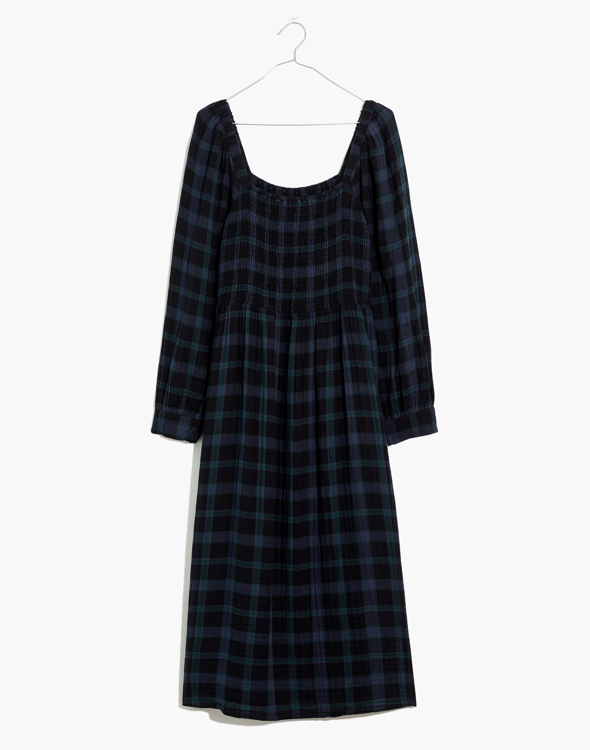 Plus Lightspun Lucie Long-Sleeve Smocked Midi Dress in Livonia Plaid