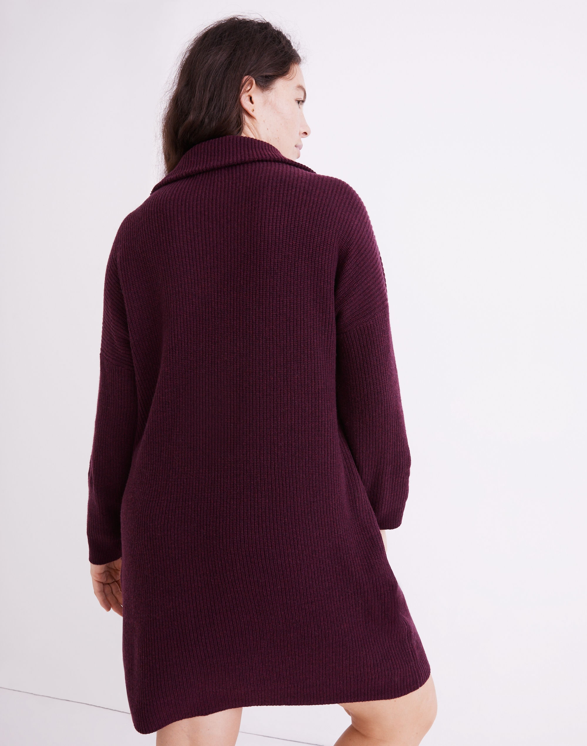 Ribbed Half-Zip Sweater Dress