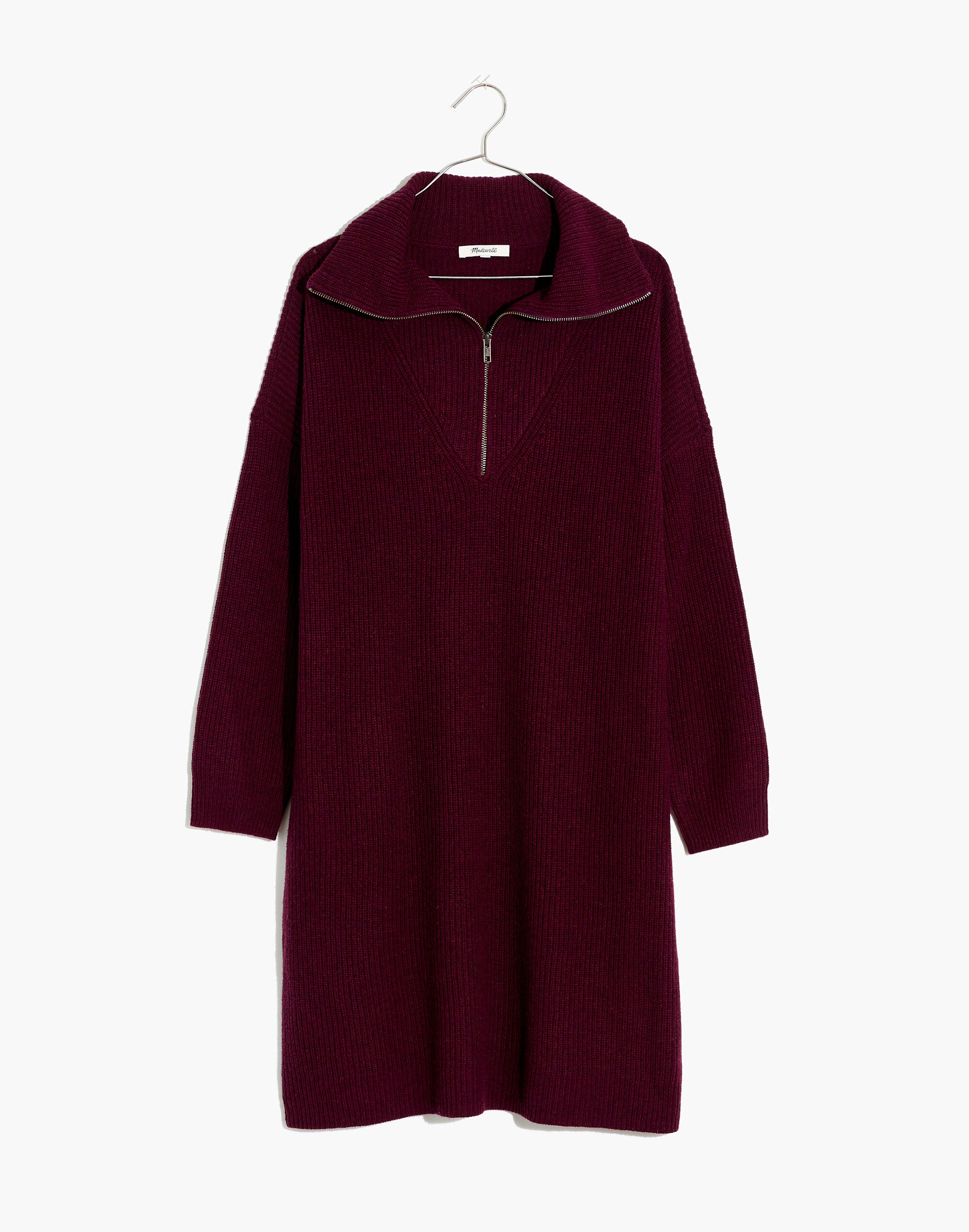 Ribbed Half-Zip Sweater Dress