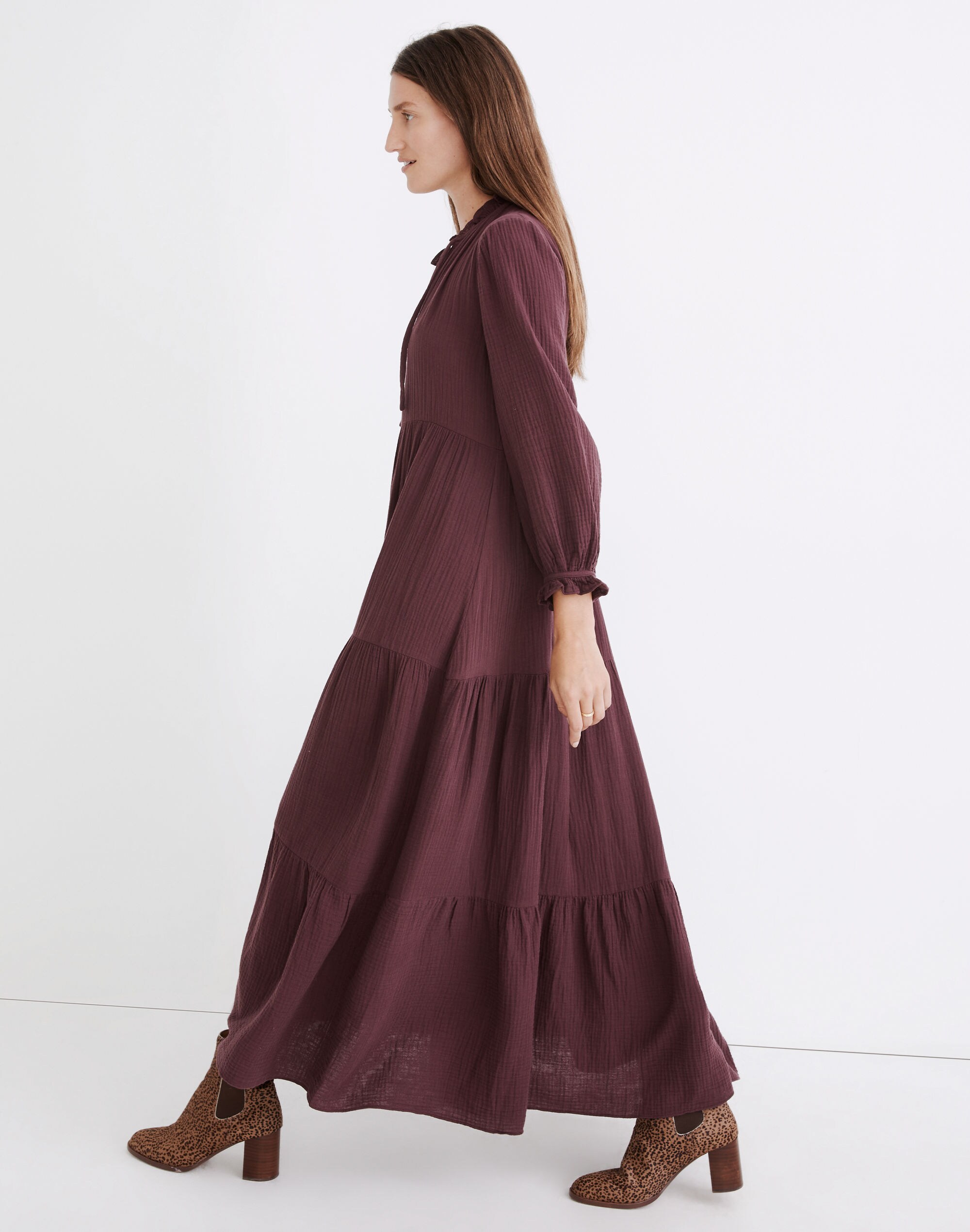Lightspun Tie-Neck Tiered Midi Dress