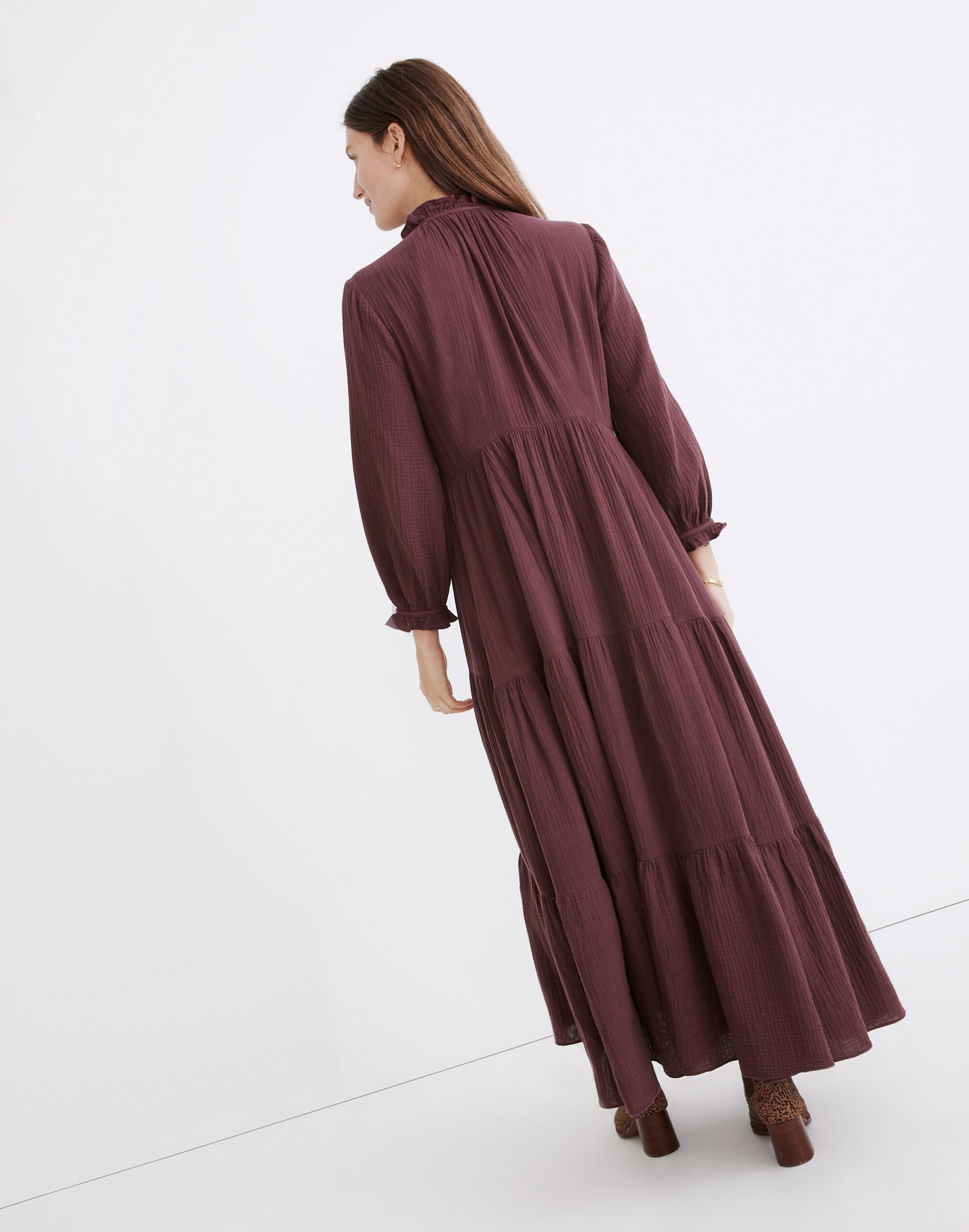 Lightspun Tie-Neck Tiered Midi Dress