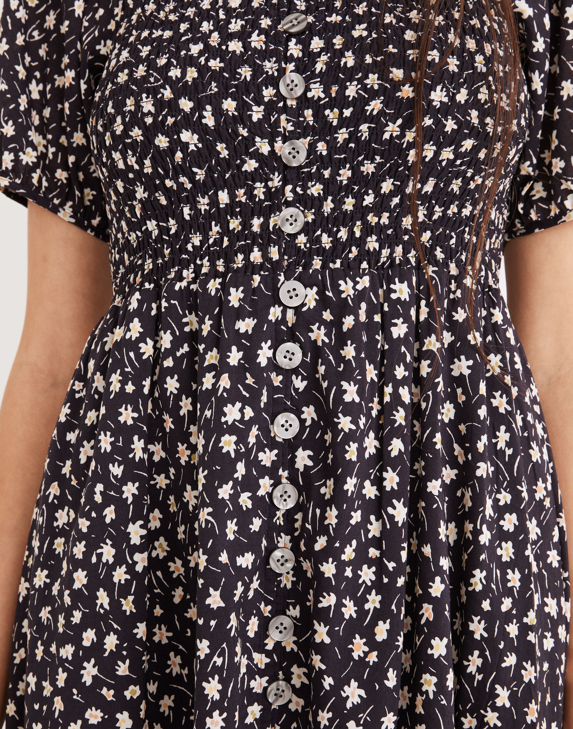 Lucie Smocked Button-Front Midi Dress in Sweet Floral | Madewell