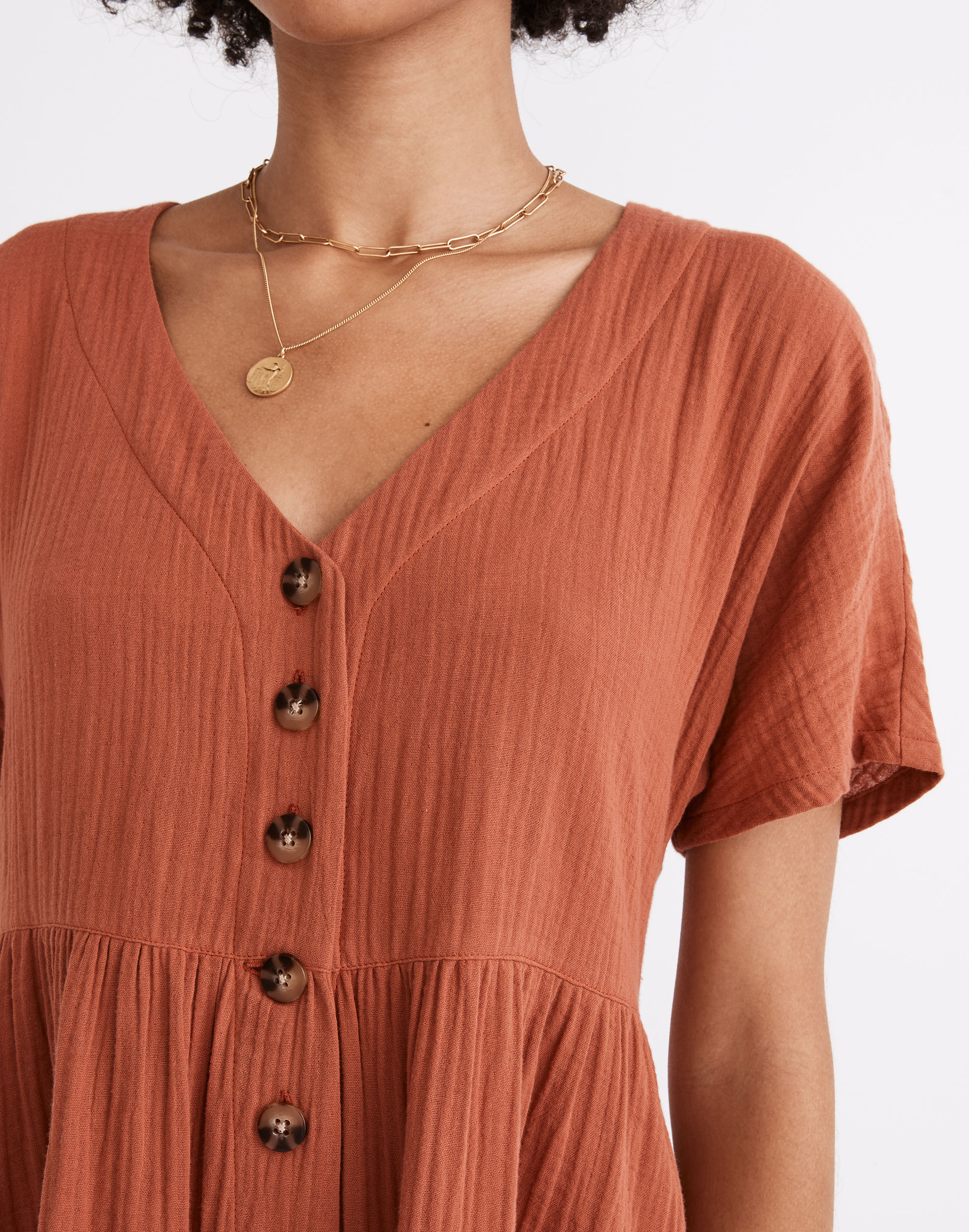 Lightspun Button-Front Mini Dress