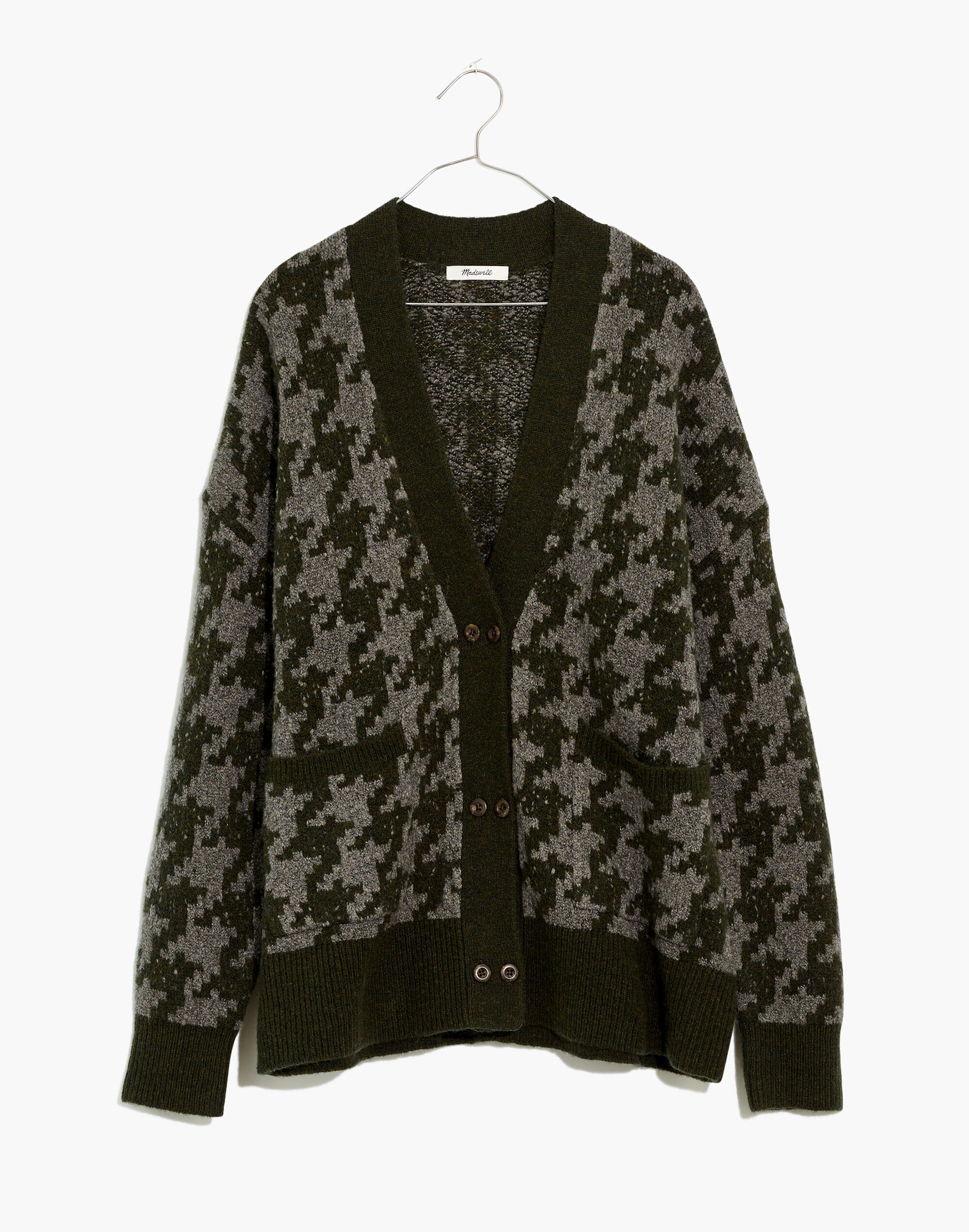 Plus Allston Double-Button Cardigan Sweater in Houndstooth