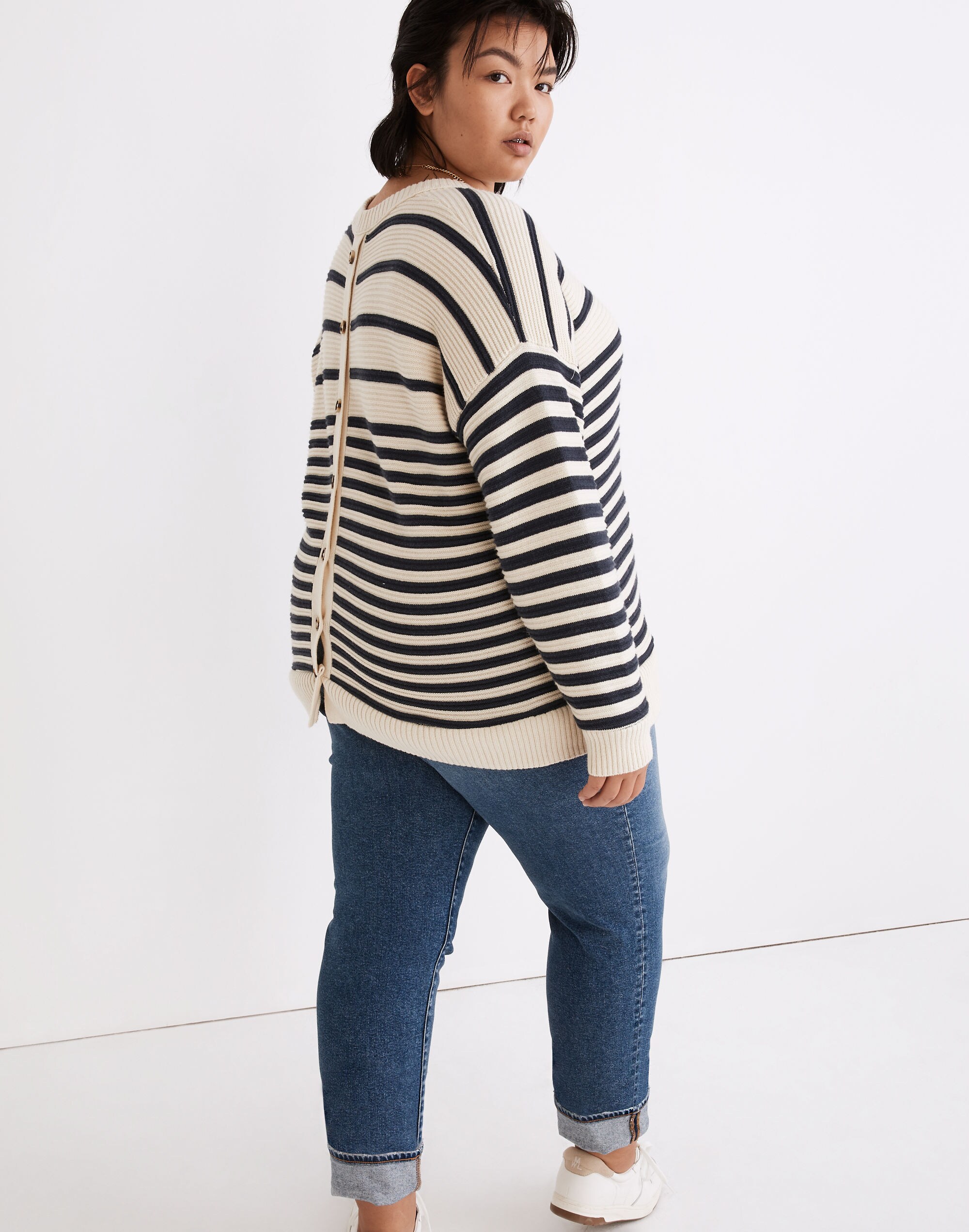 Plus Greensboro Button-Back Sweater