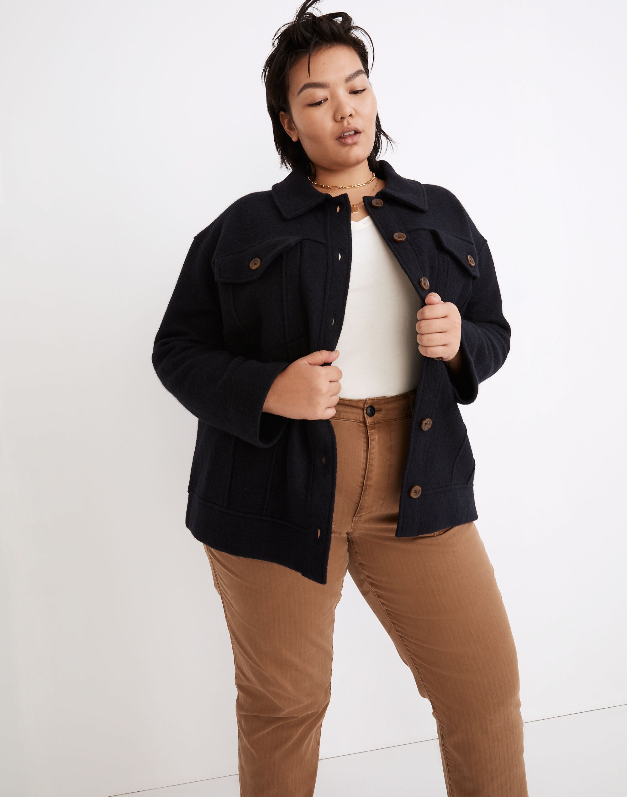 Plus Boiled Wool Bridgman Sweater-Jacket