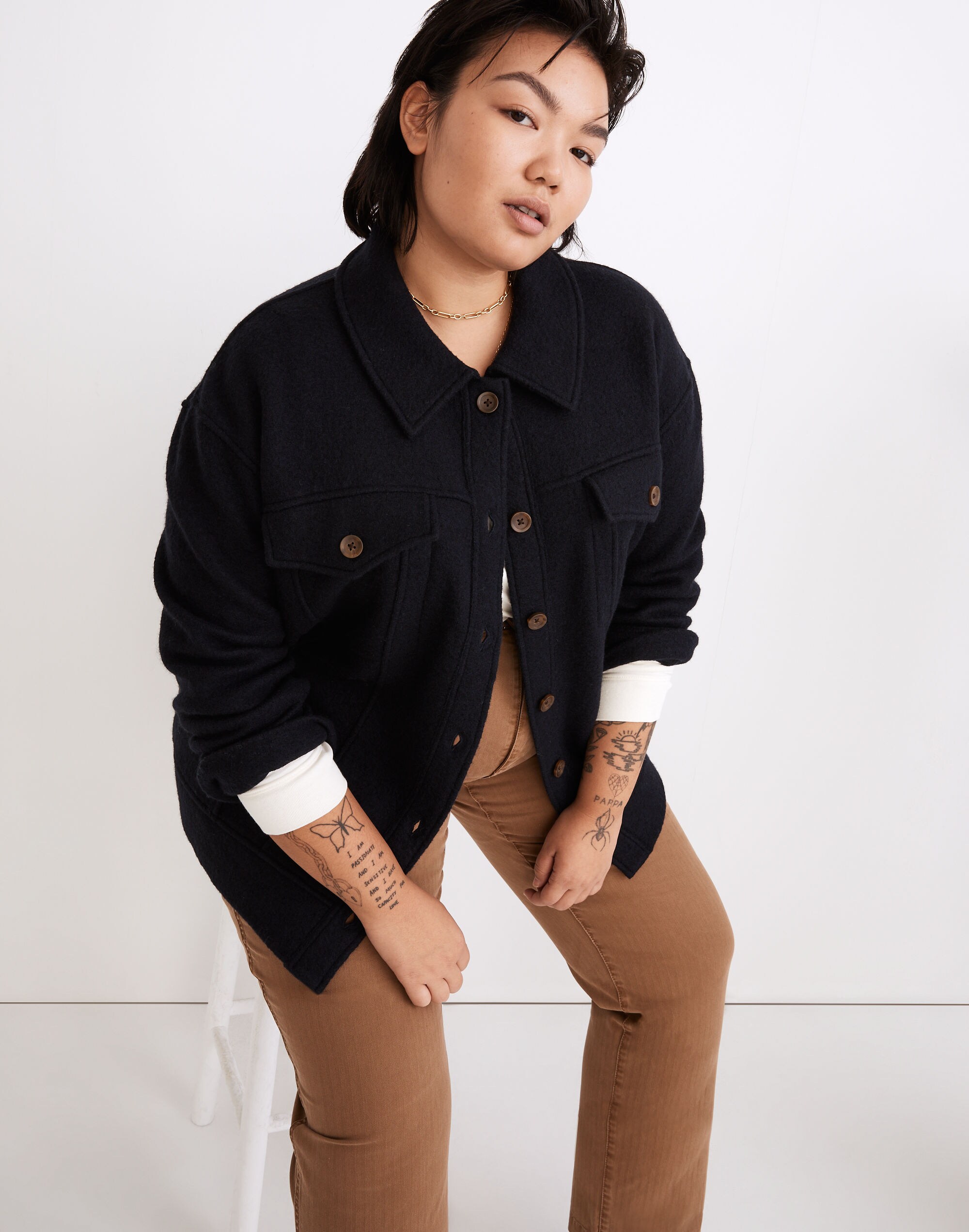 Plus Boiled Wool Bridgman Sweater-Jacket