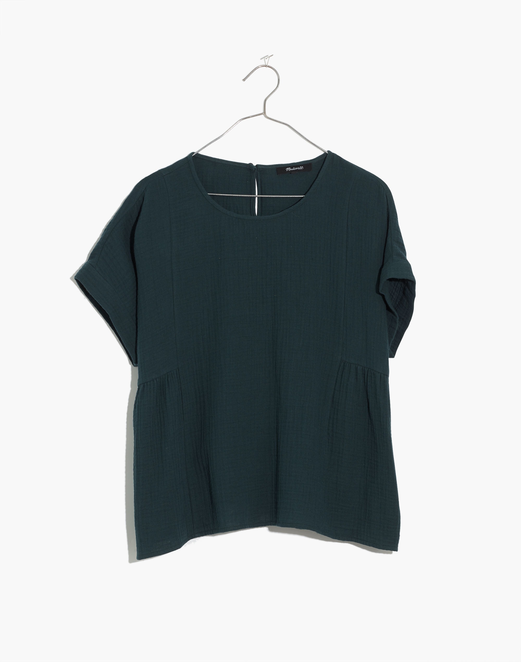 Lightspun Cuffed-Sleeve Shirred Top