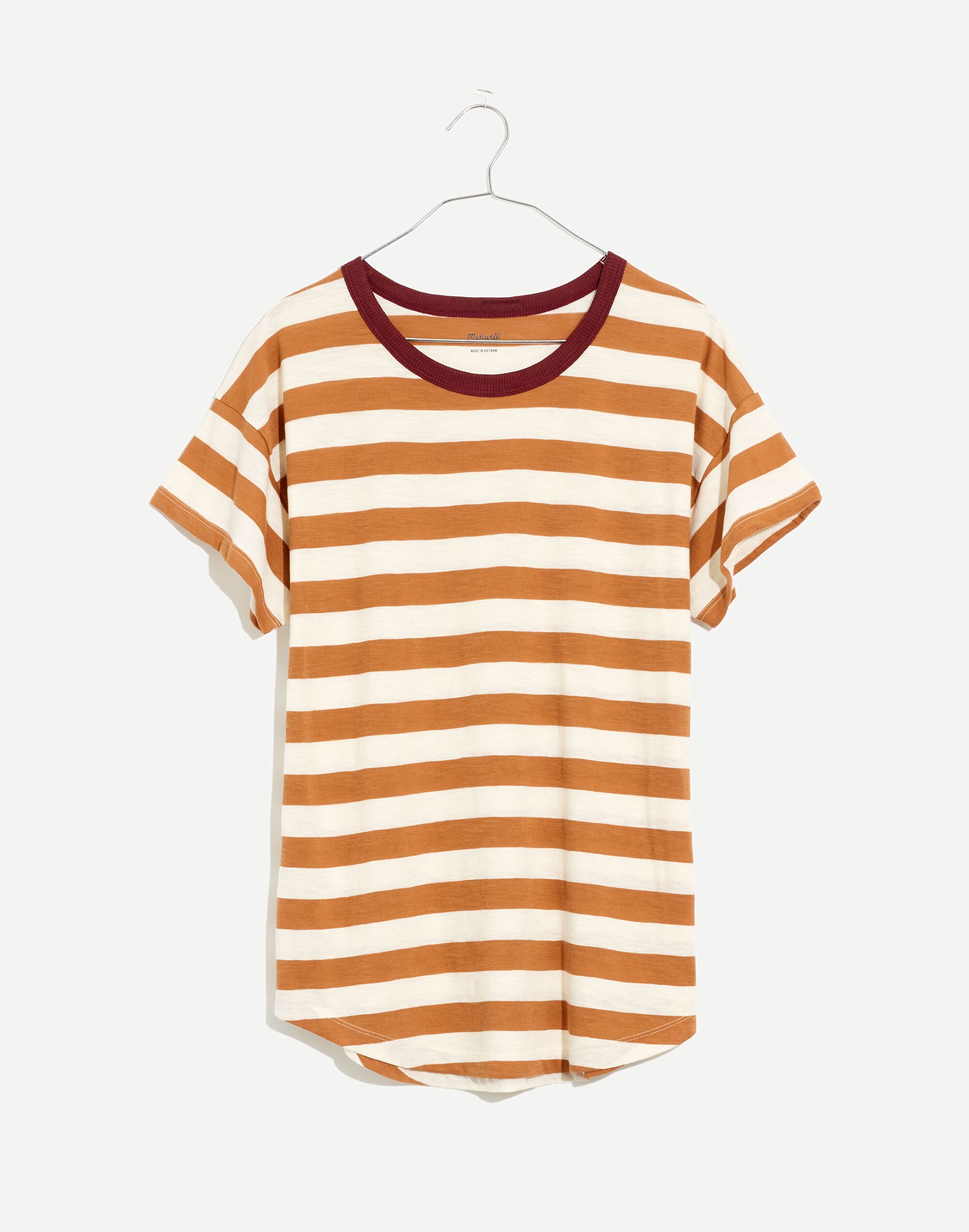 Whisper Cotton Rib-Crewneck Ringer Tee